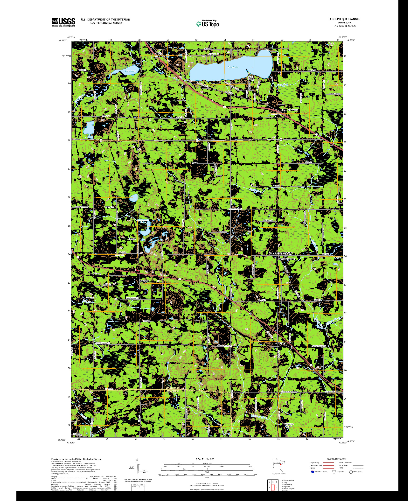 US TOPO 7.5-MINUTE MAP FOR ADOLPH, MN