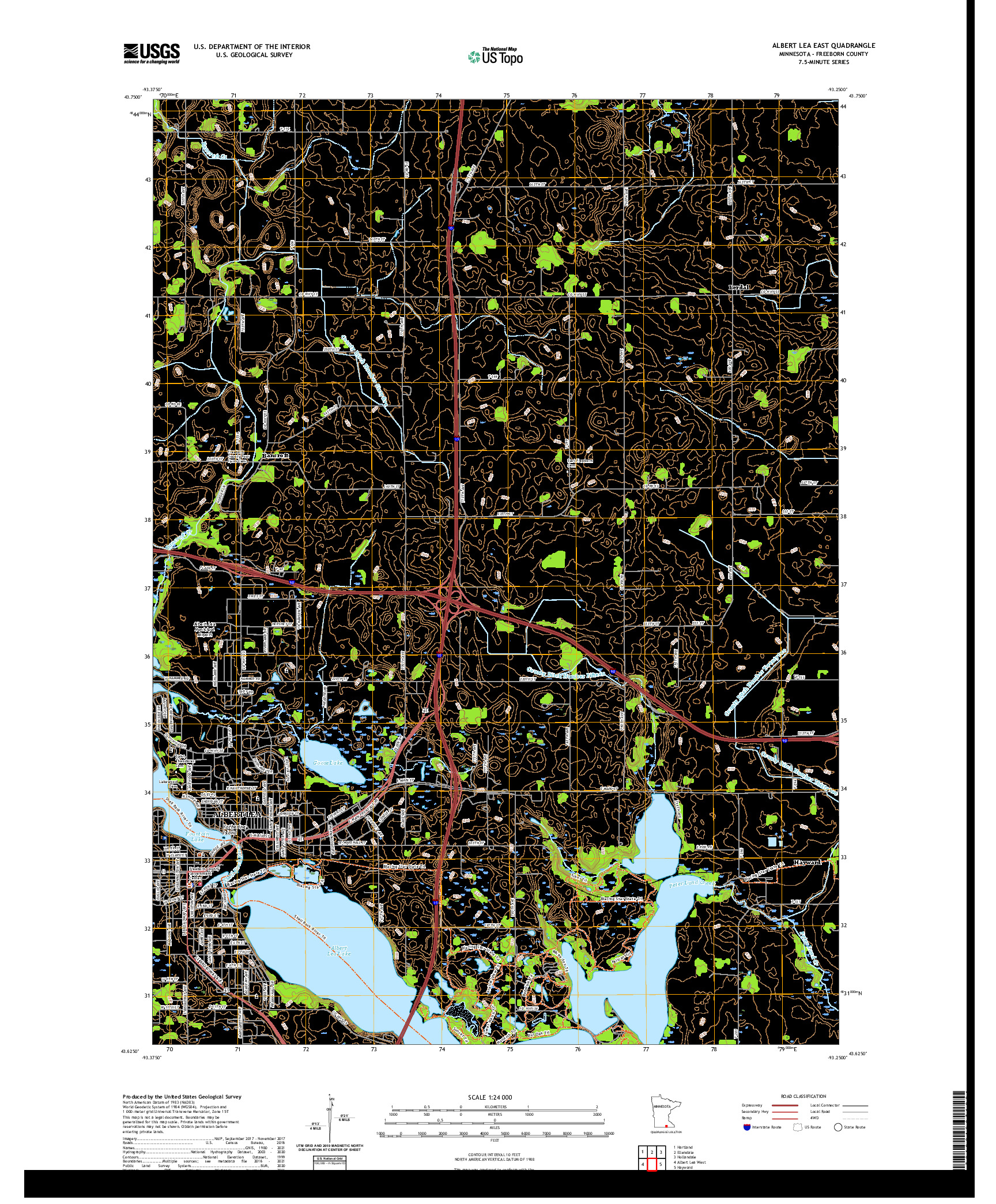 US TOPO 7.5-MINUTE MAP FOR ALBERT LEA EAST, MN