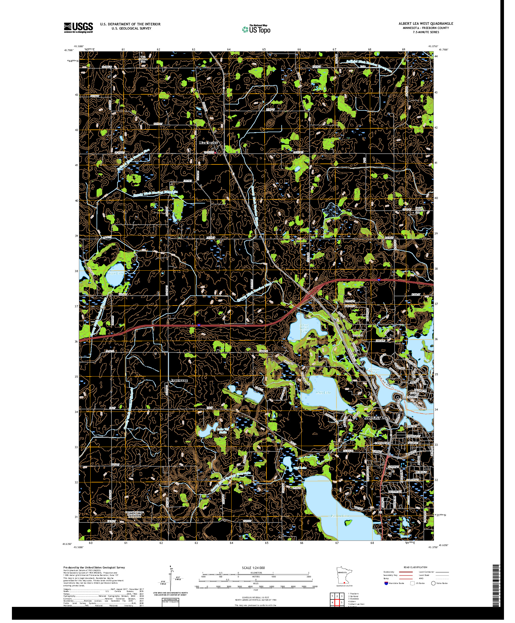 US TOPO 7.5-MINUTE MAP FOR ALBERT LEA WEST, MN