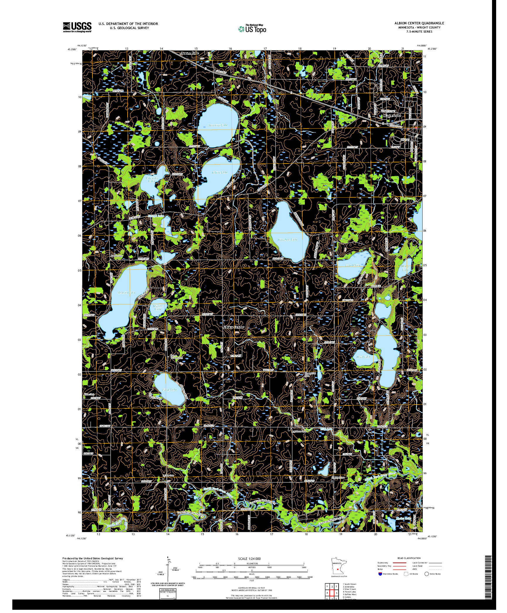 US TOPO 7.5-MINUTE MAP FOR ALBION CENTER, MN