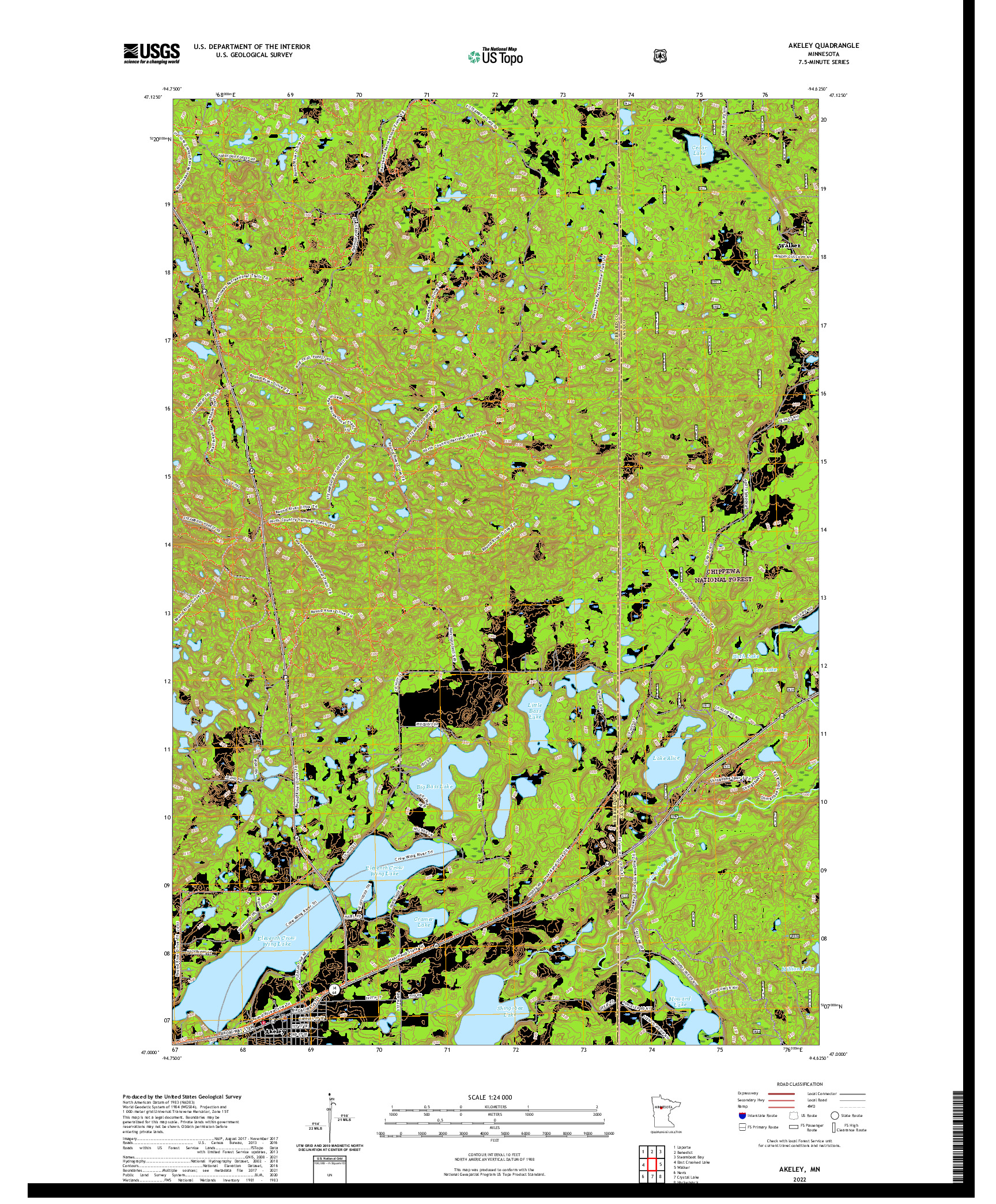 US TOPO 7.5-MINUTE MAP FOR AKELEY, MN