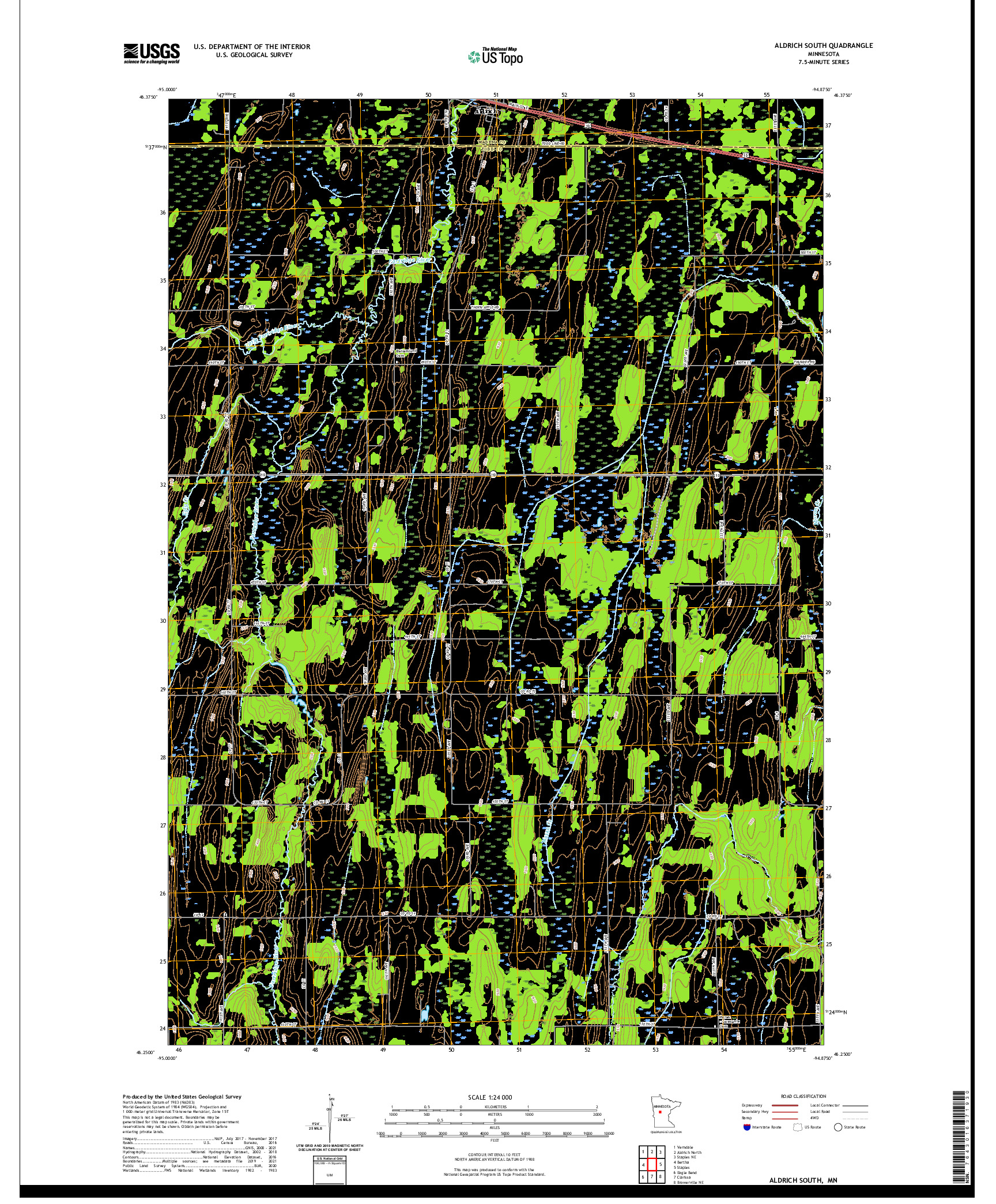 US TOPO 7.5-MINUTE MAP FOR ALDRICH SOUTH, MN