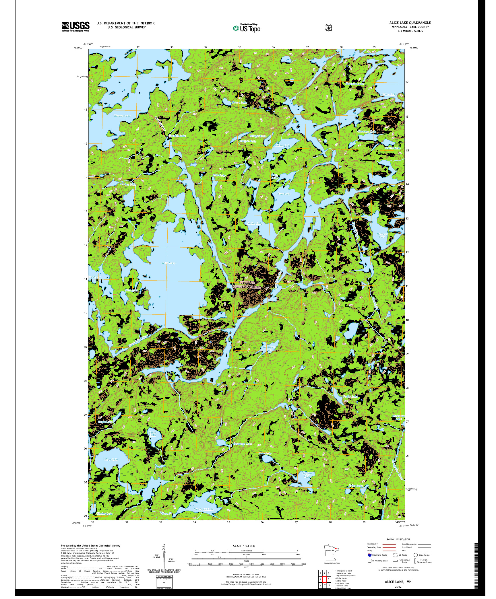 US TOPO 7.5-MINUTE MAP FOR ALICE LAKE, MN