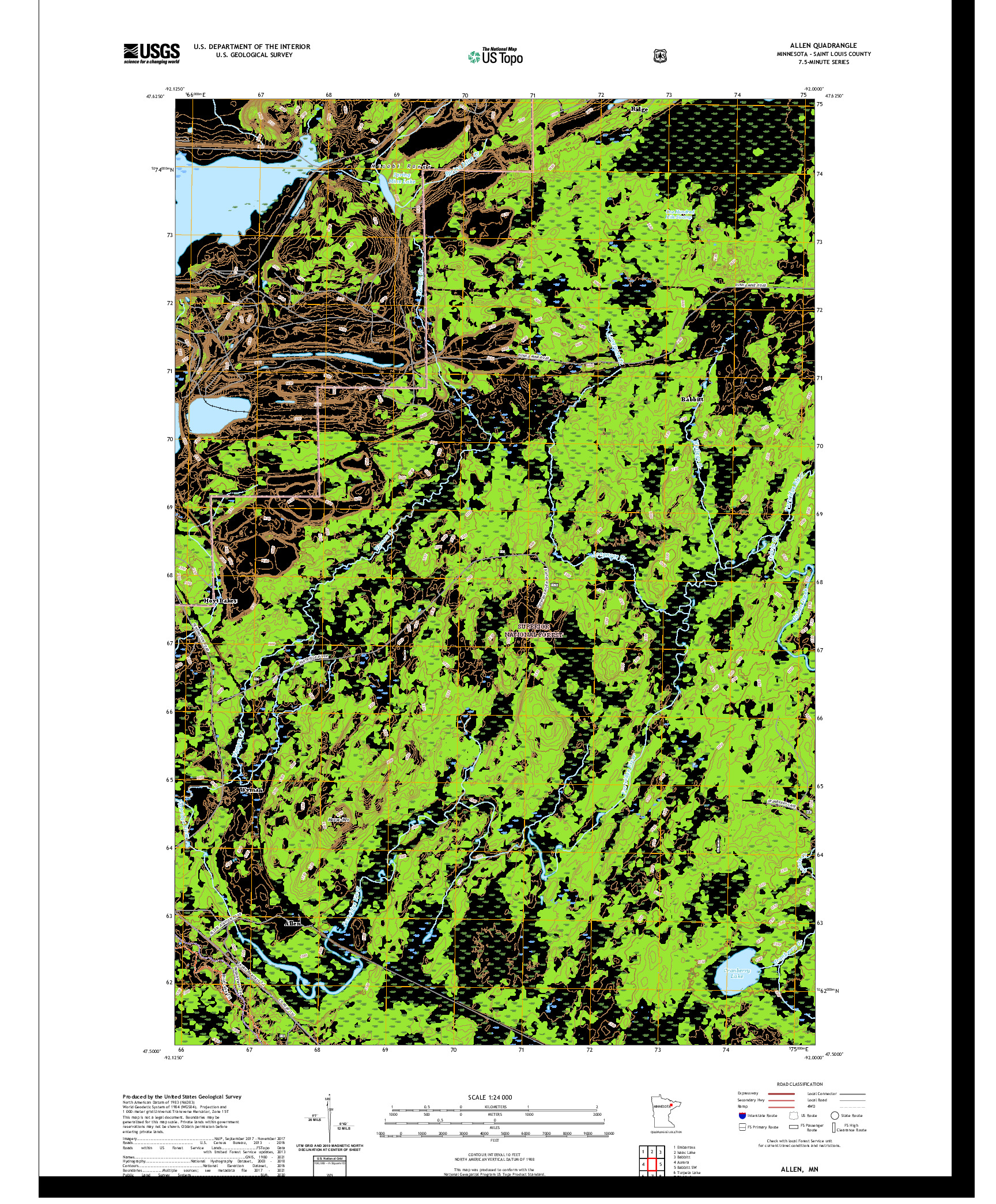 US TOPO 7.5-MINUTE MAP FOR ALLEN, MN