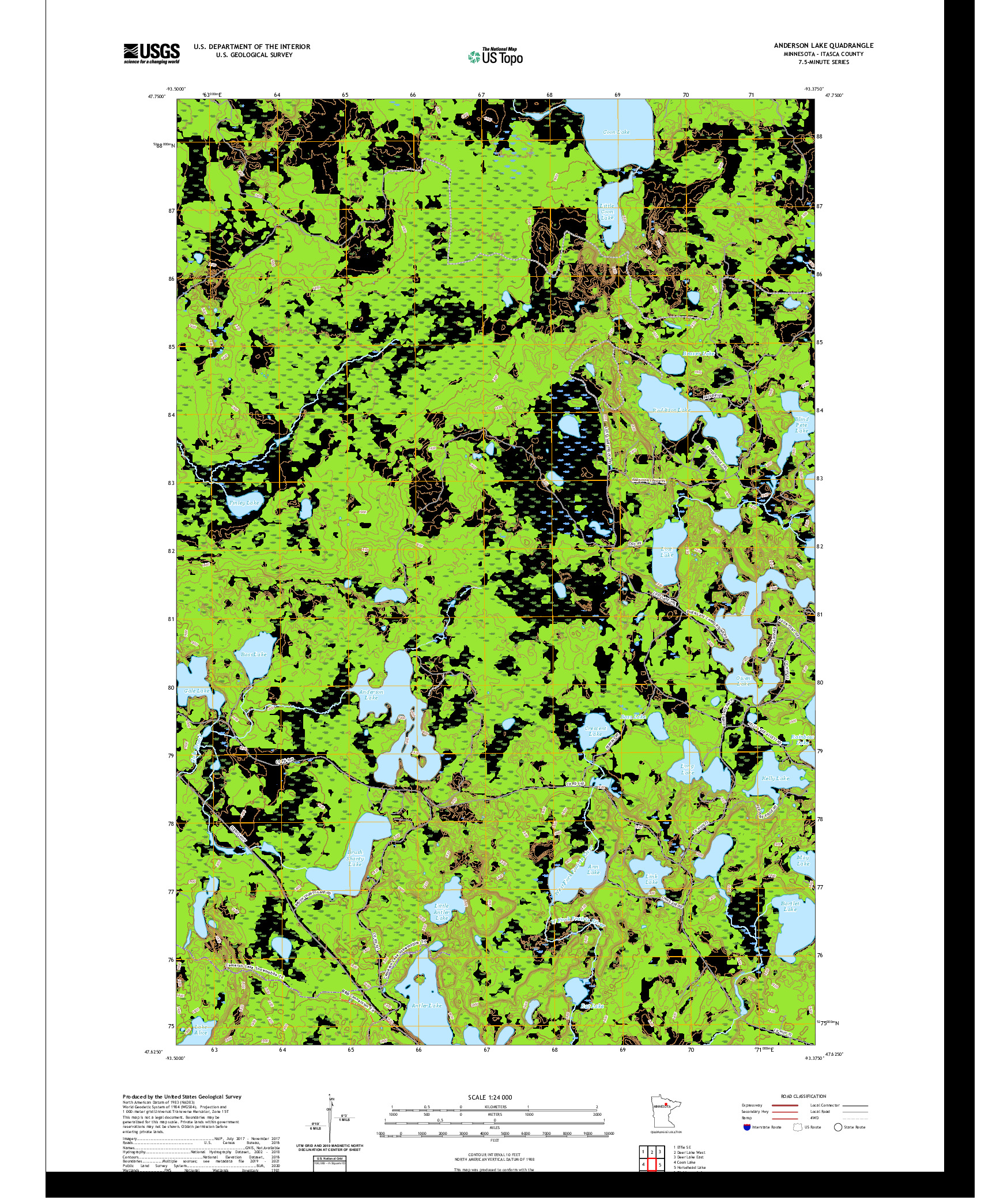 US TOPO 7.5-MINUTE MAP FOR ANDERSON LAKE, MN