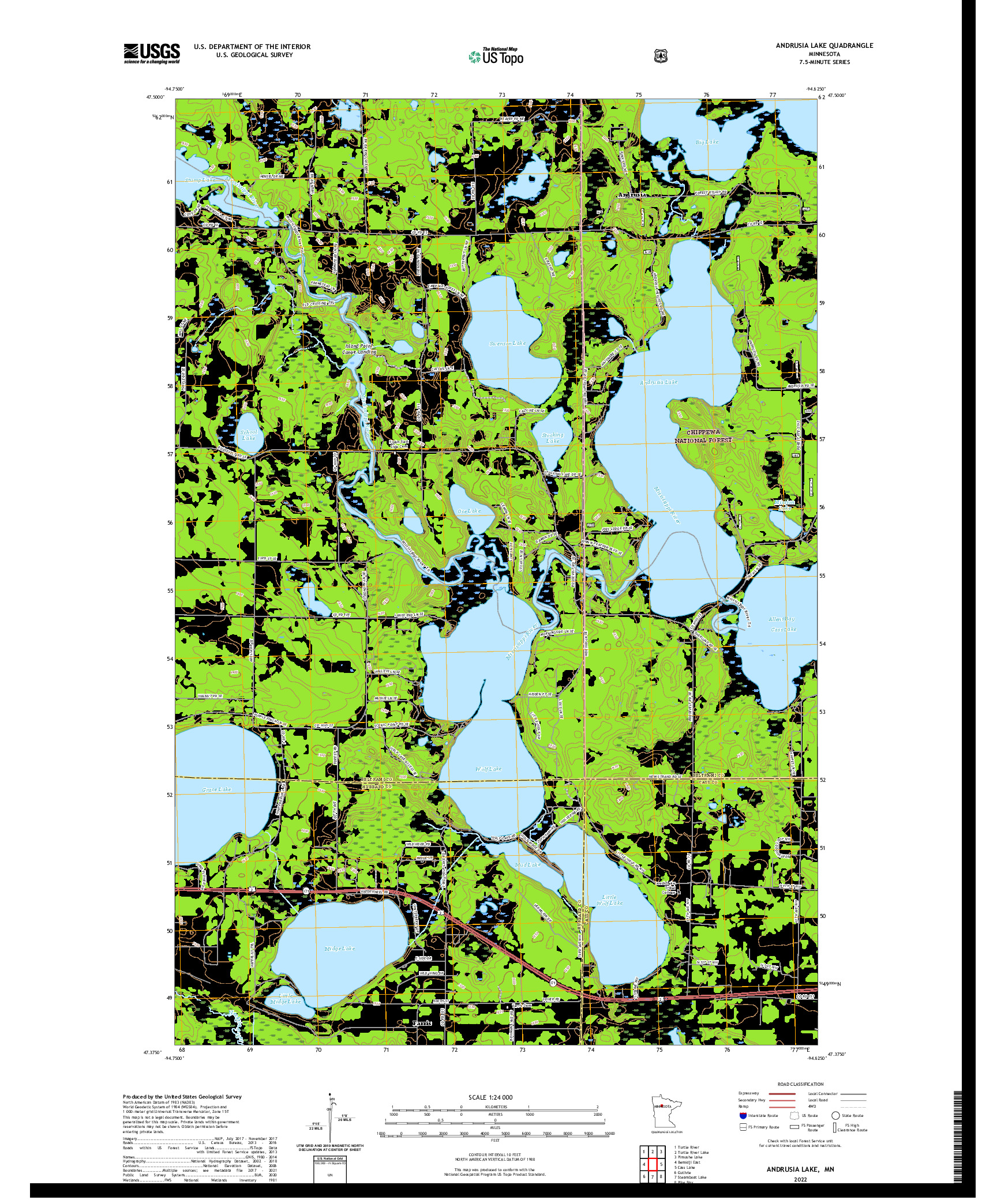US TOPO 7.5-MINUTE MAP FOR ANDRUSIA LAKE, MN