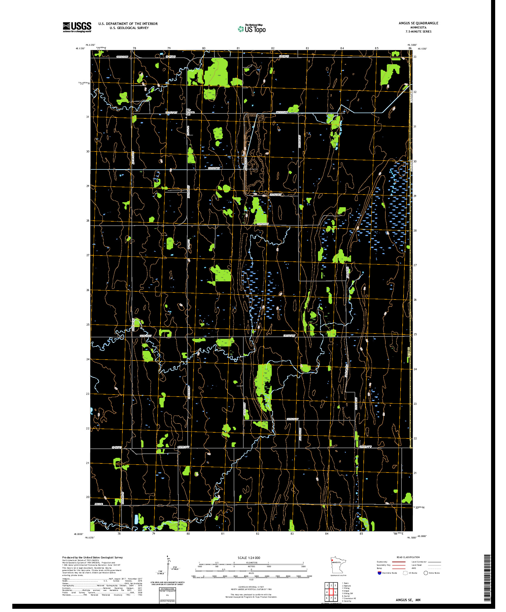 US TOPO 7.5-MINUTE MAP FOR ANGUS SE, MN