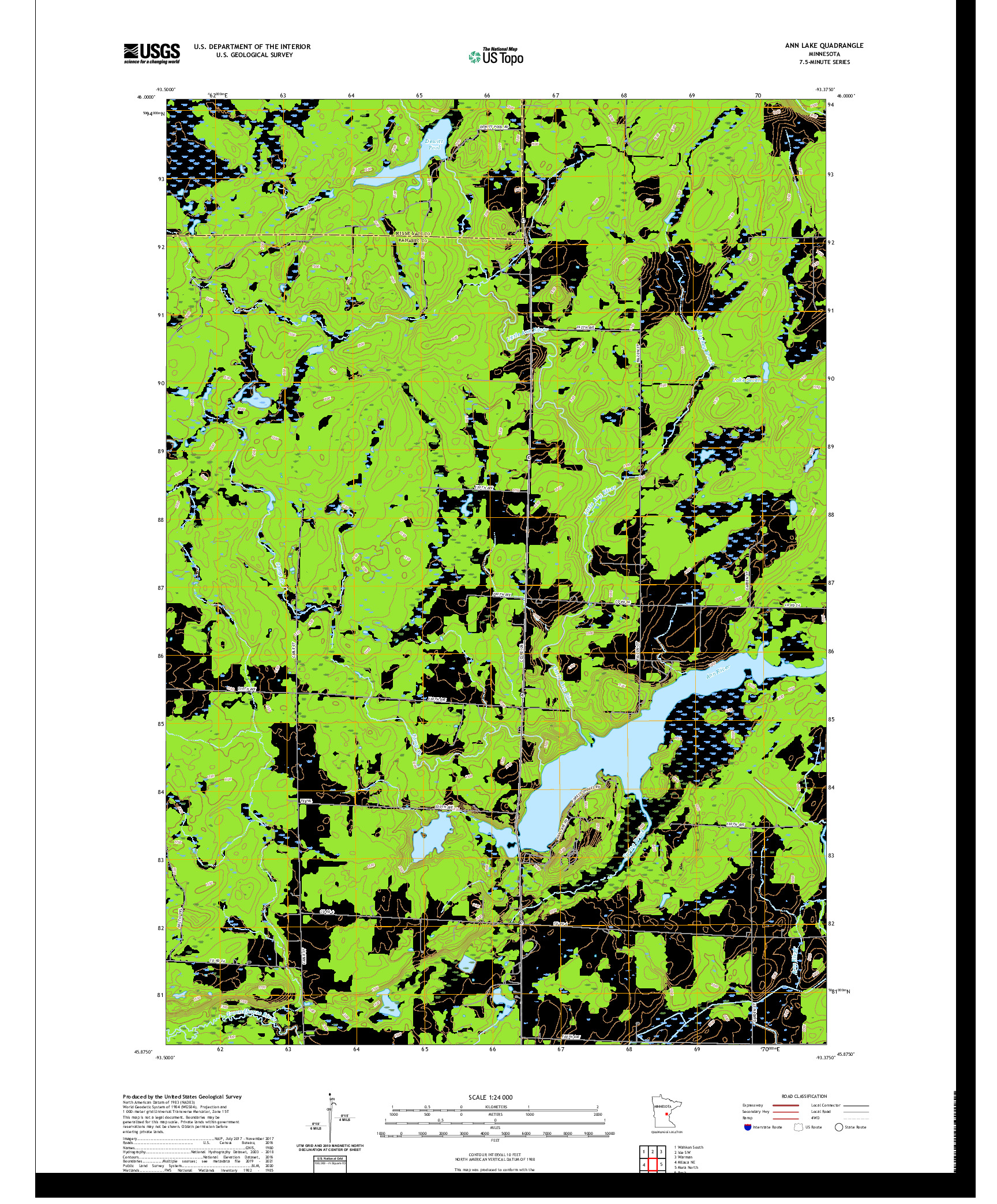 US TOPO 7.5-MINUTE MAP FOR ANN LAKE, MN