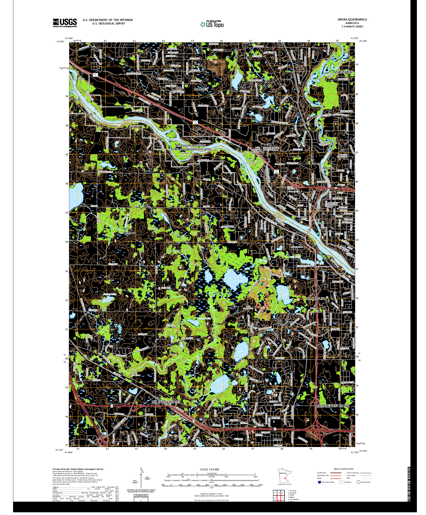 US TOPO 7.5-MINUTE MAP FOR ANOKA, MN