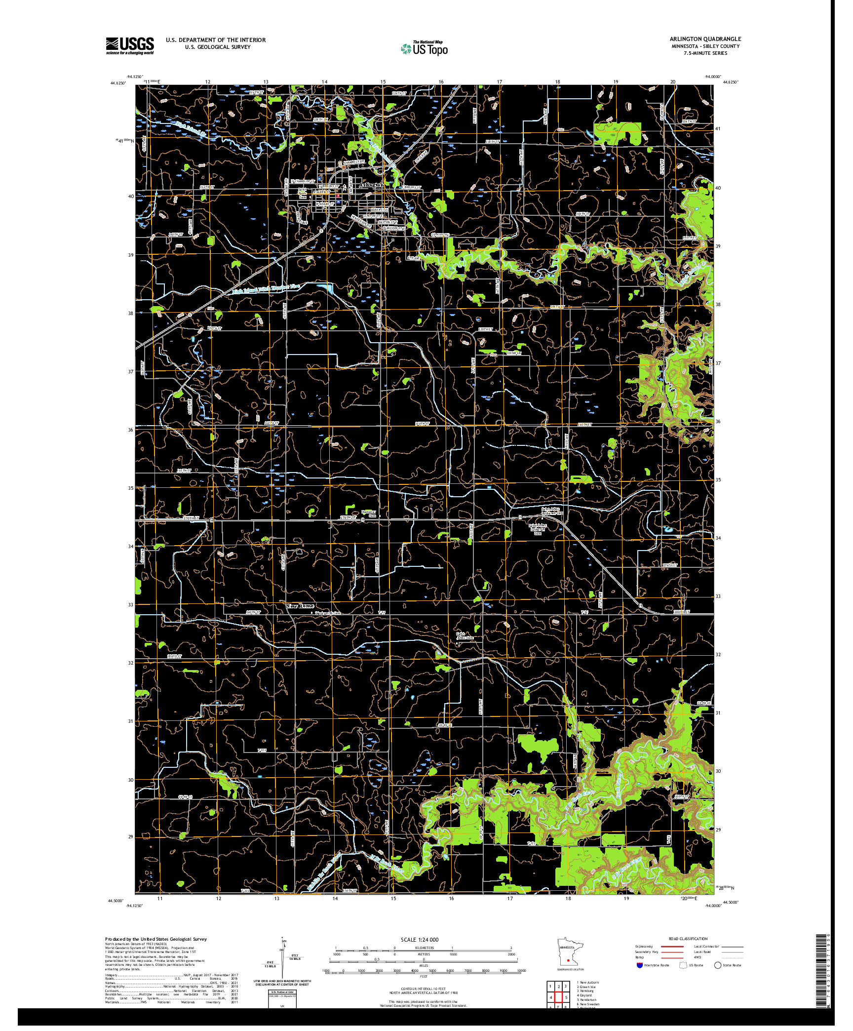 US TOPO 7.5-MINUTE MAP FOR ARLINGTON, MN