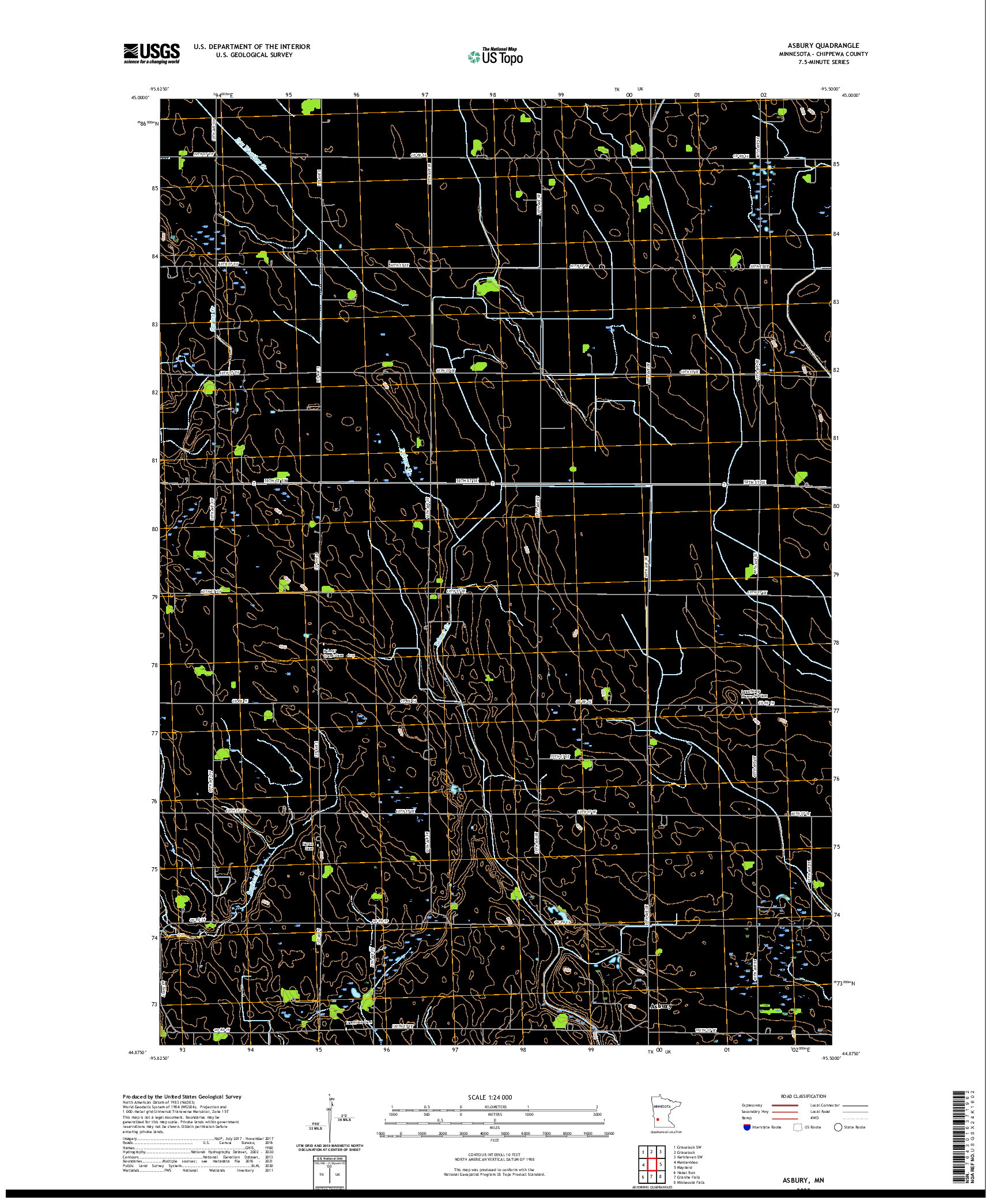 US TOPO 7.5-MINUTE MAP FOR ASBURY, MN