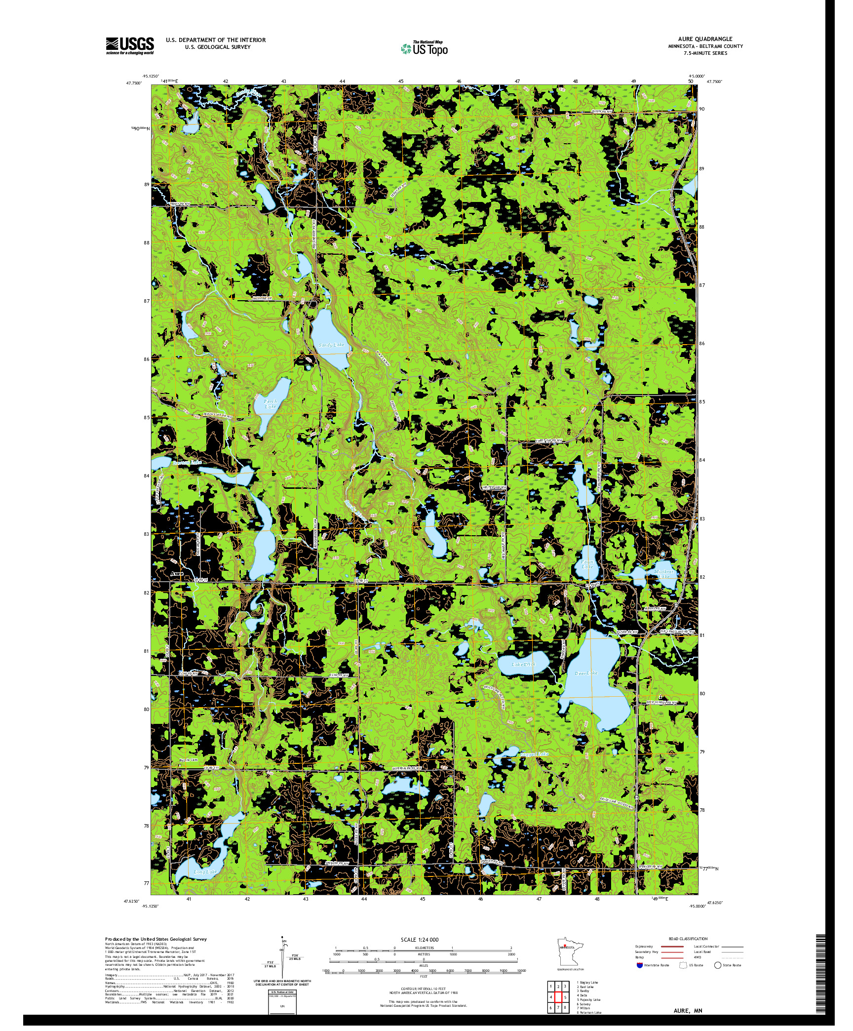 US TOPO 7.5-MINUTE MAP FOR AURE, MN