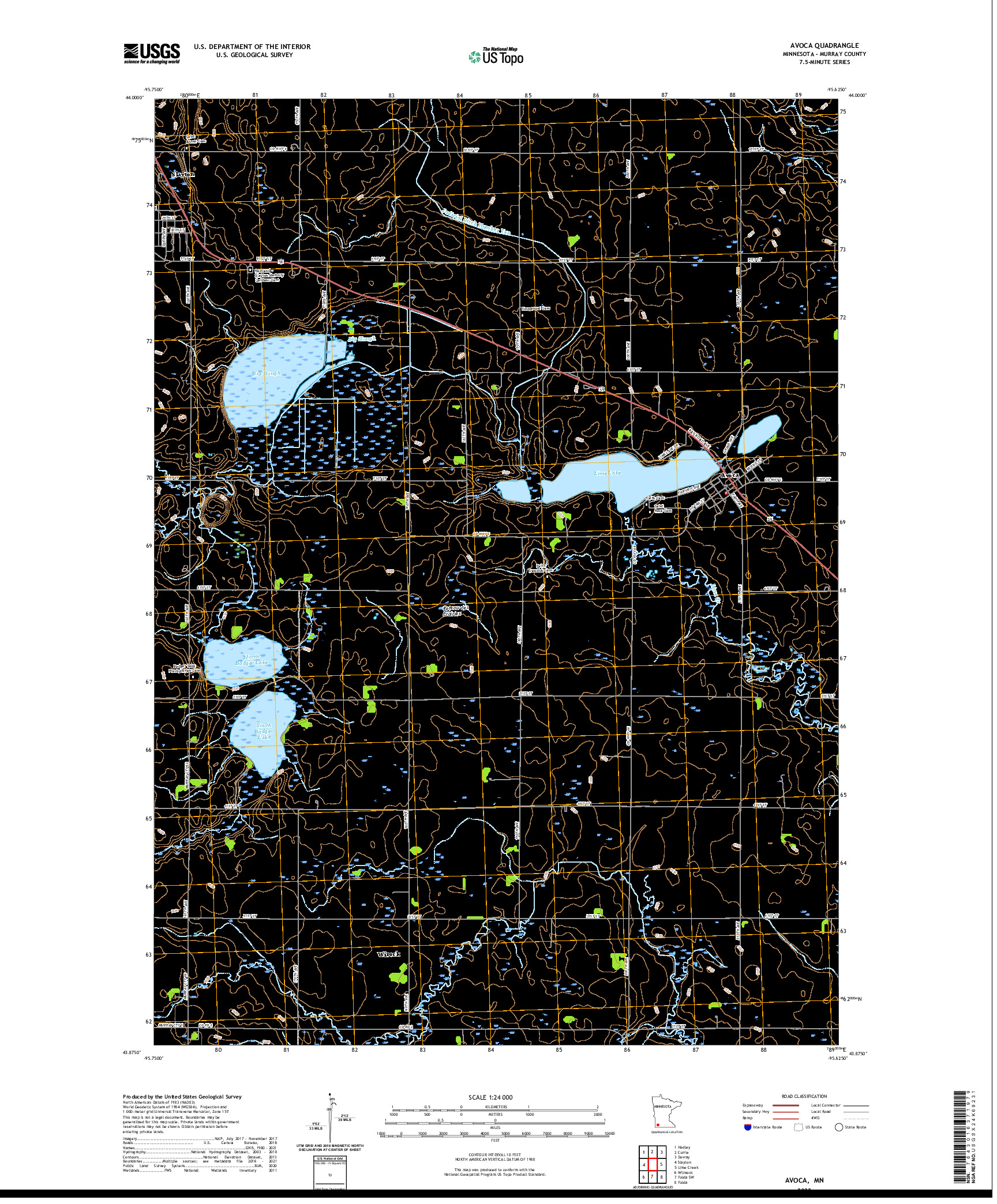 US TOPO 7.5-MINUTE MAP FOR AVOCA, MN