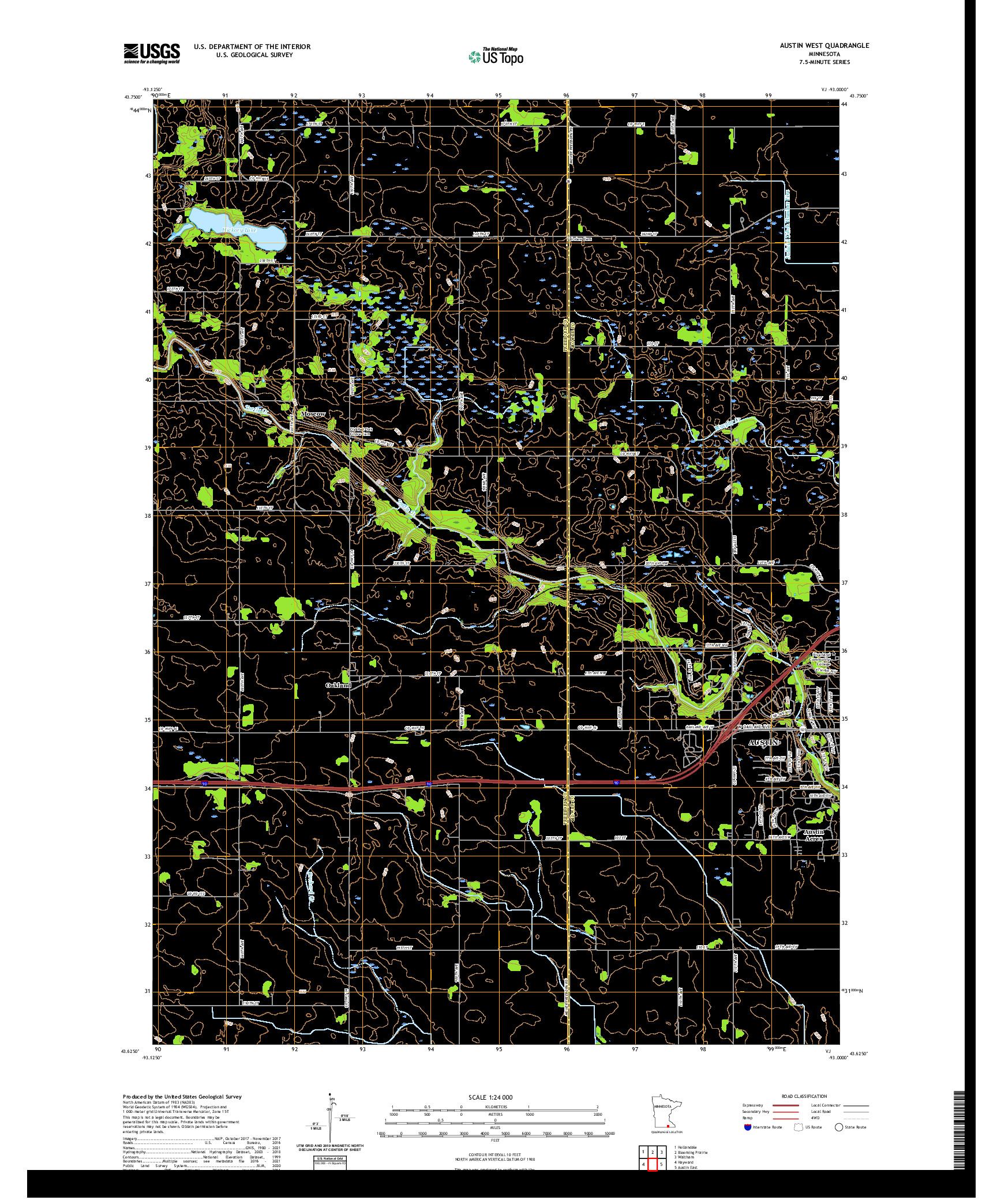 US TOPO 7.5-MINUTE MAP FOR AUSTIN WEST, MN