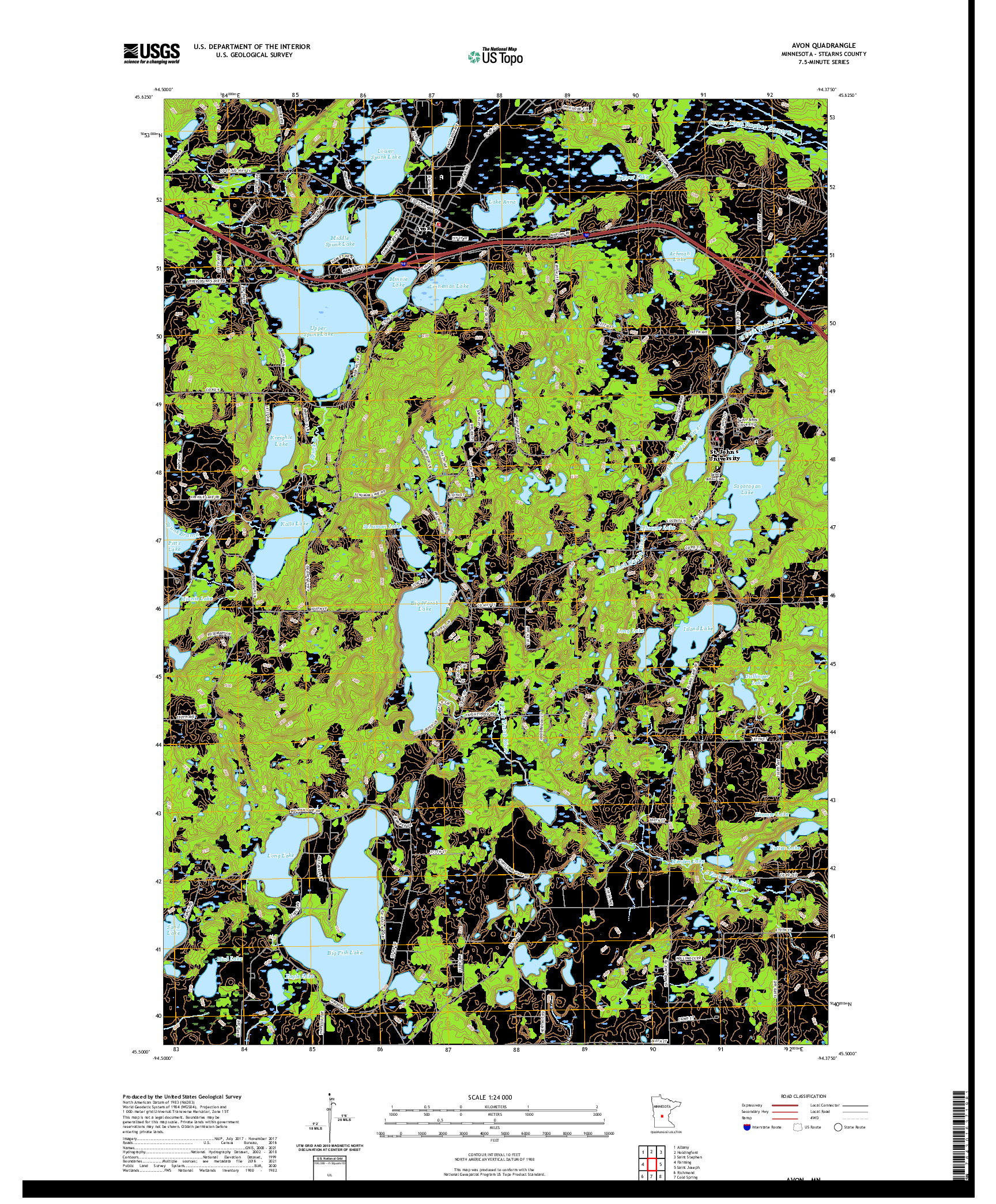 US TOPO 7.5-MINUTE MAP FOR AVON, MN