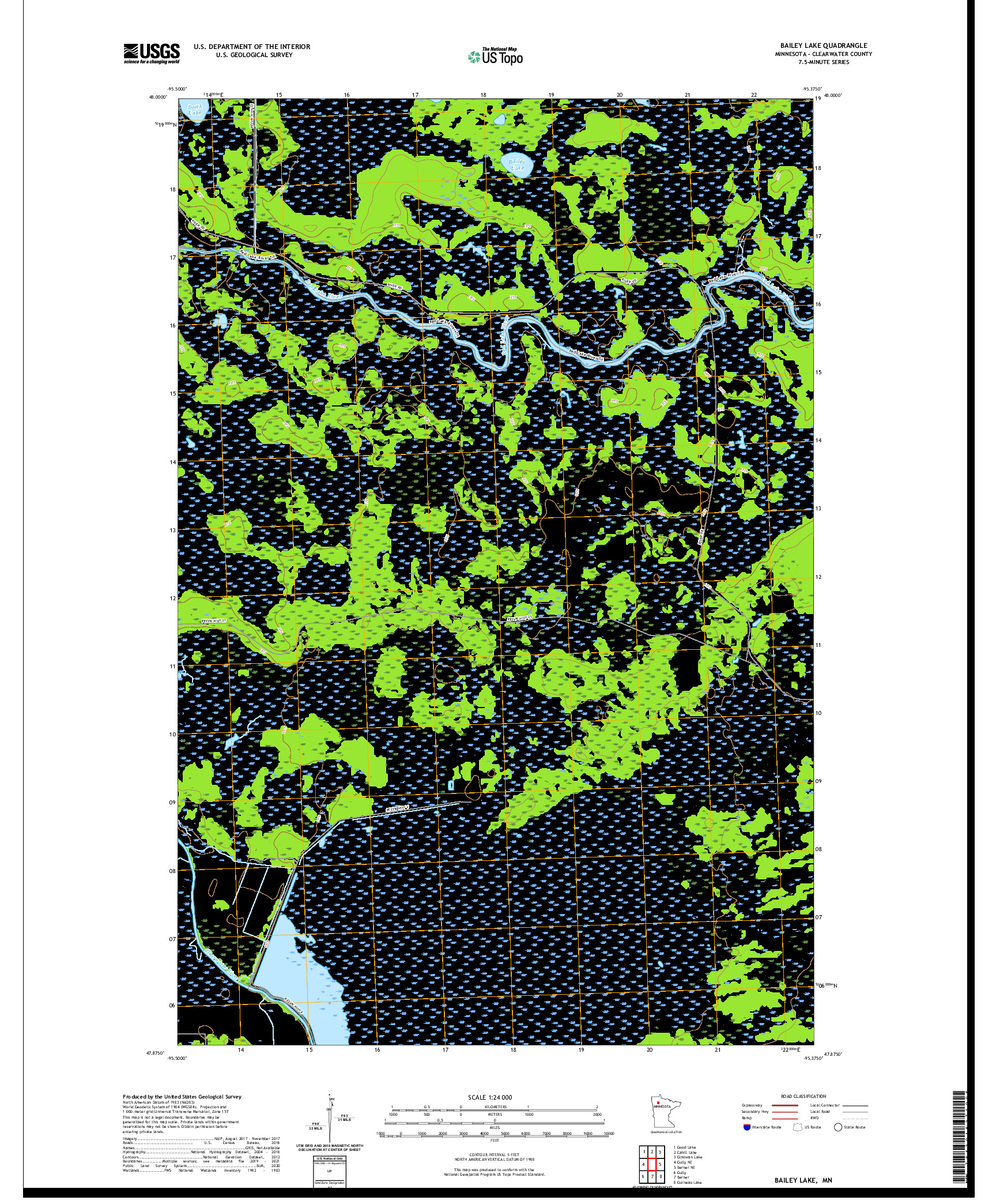 US TOPO 7.5-MINUTE MAP FOR BAILEY LAKE, MN