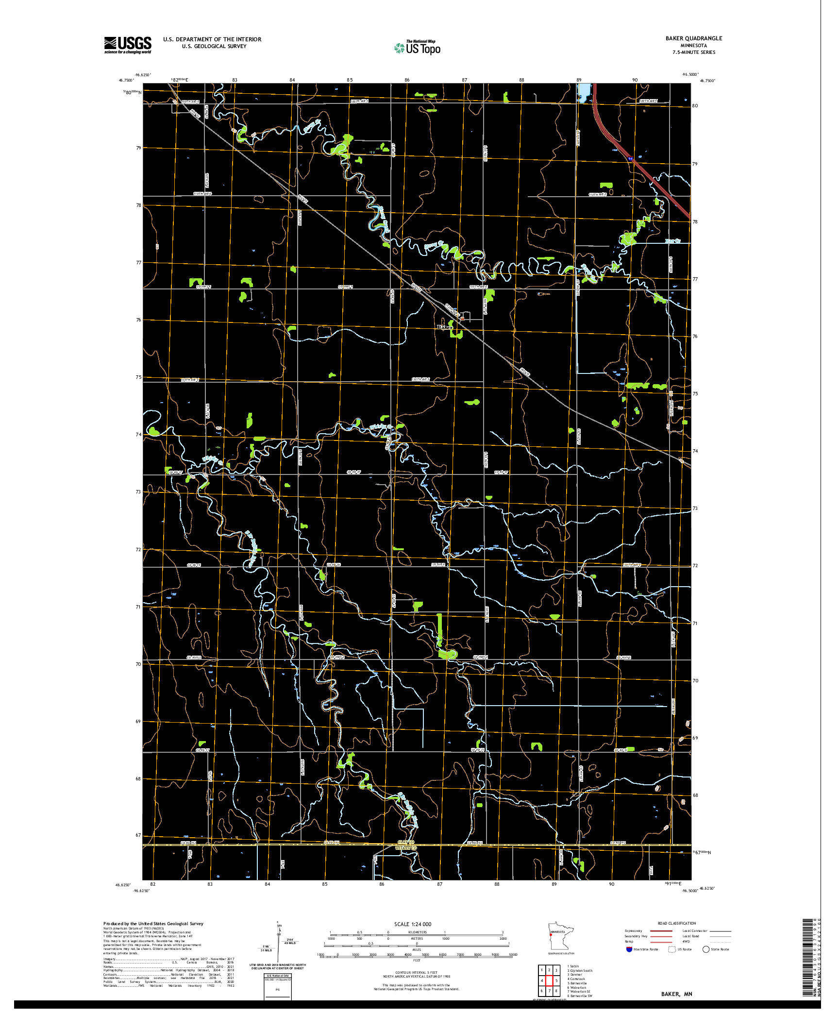 US TOPO 7.5-MINUTE MAP FOR BAKER, MN