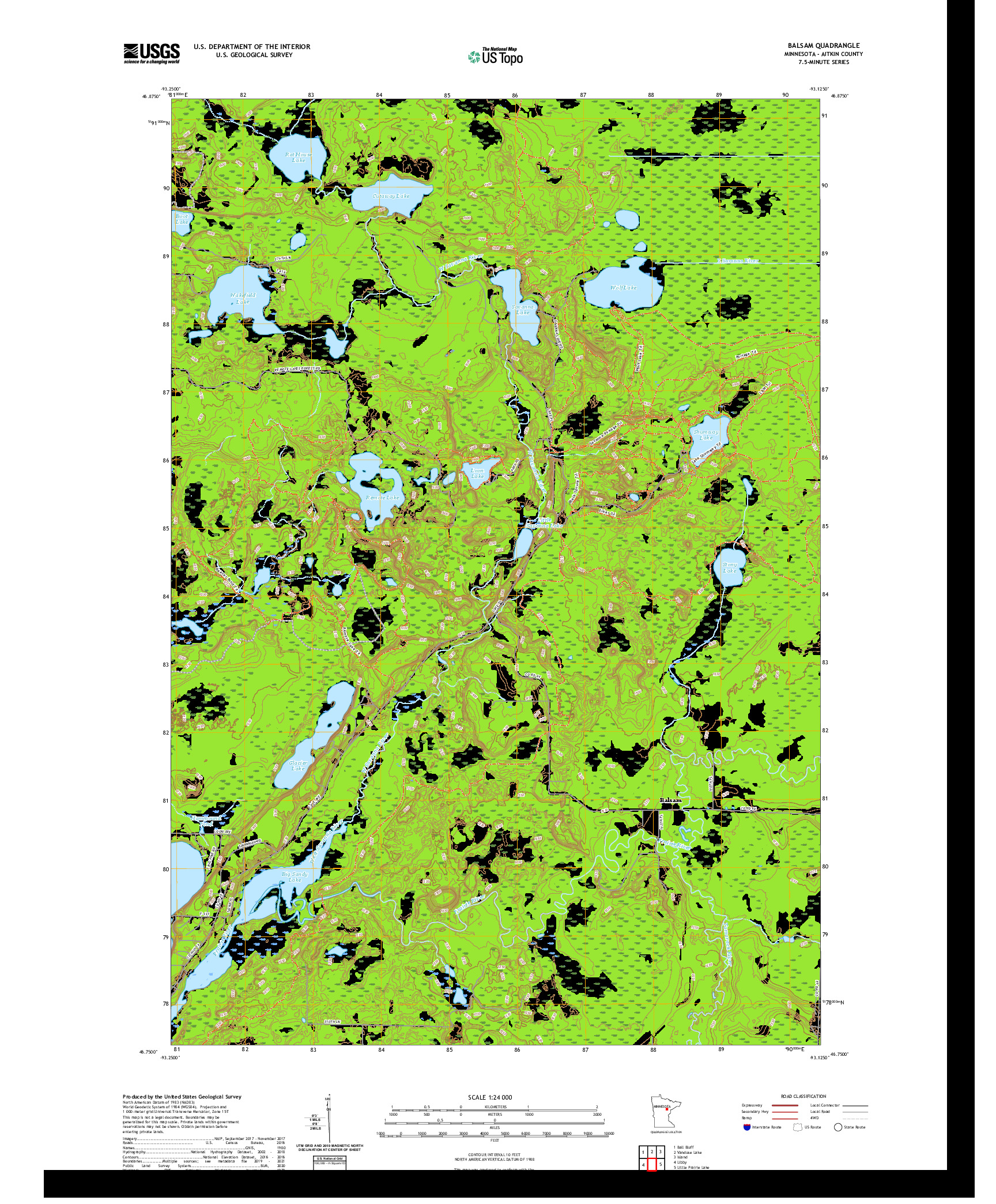 US TOPO 7.5-MINUTE MAP FOR BALSAM, MN
