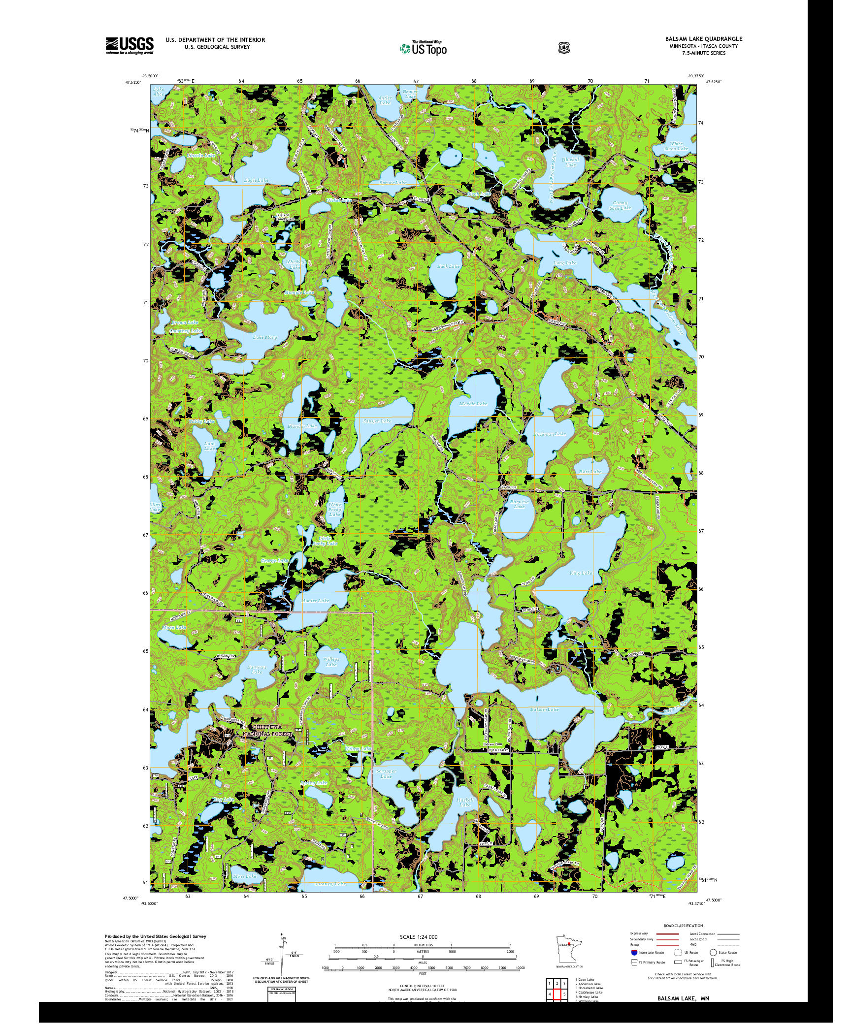 US TOPO 7.5-MINUTE MAP FOR BALSAM LAKE, MN