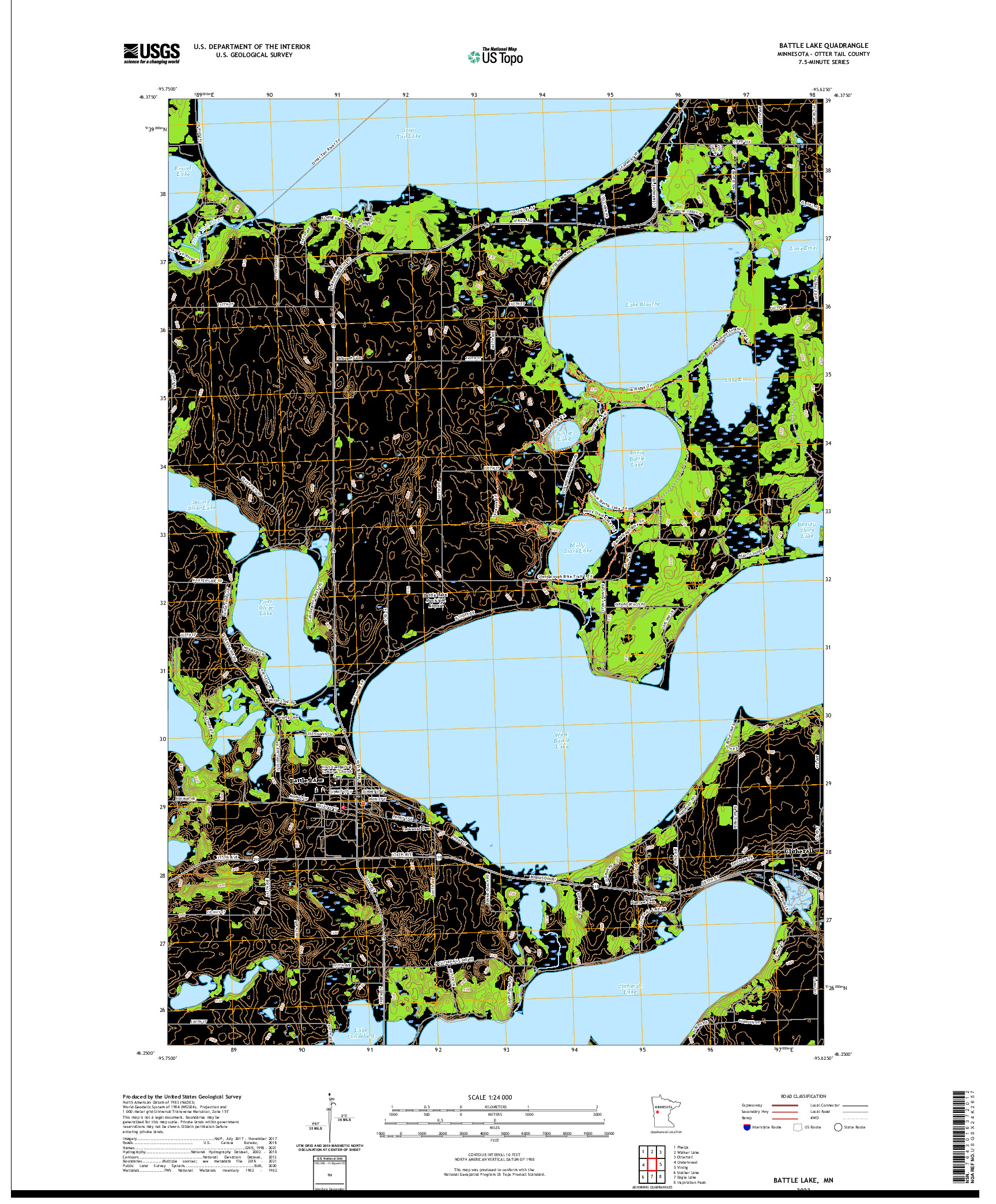 US TOPO 7.5-MINUTE MAP FOR BATTLE LAKE, MN