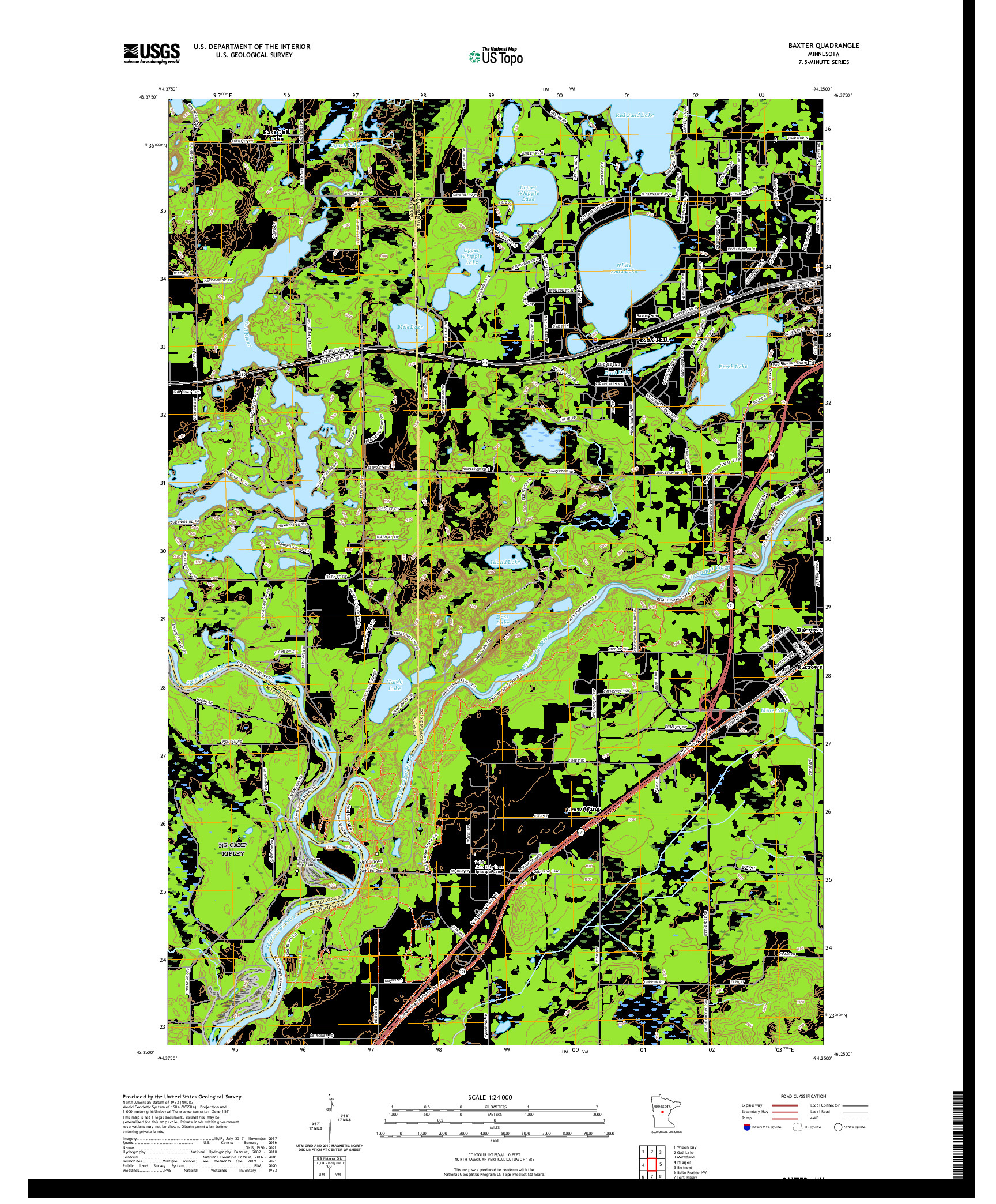 US TOPO 7.5-MINUTE MAP FOR BAXTER, MN