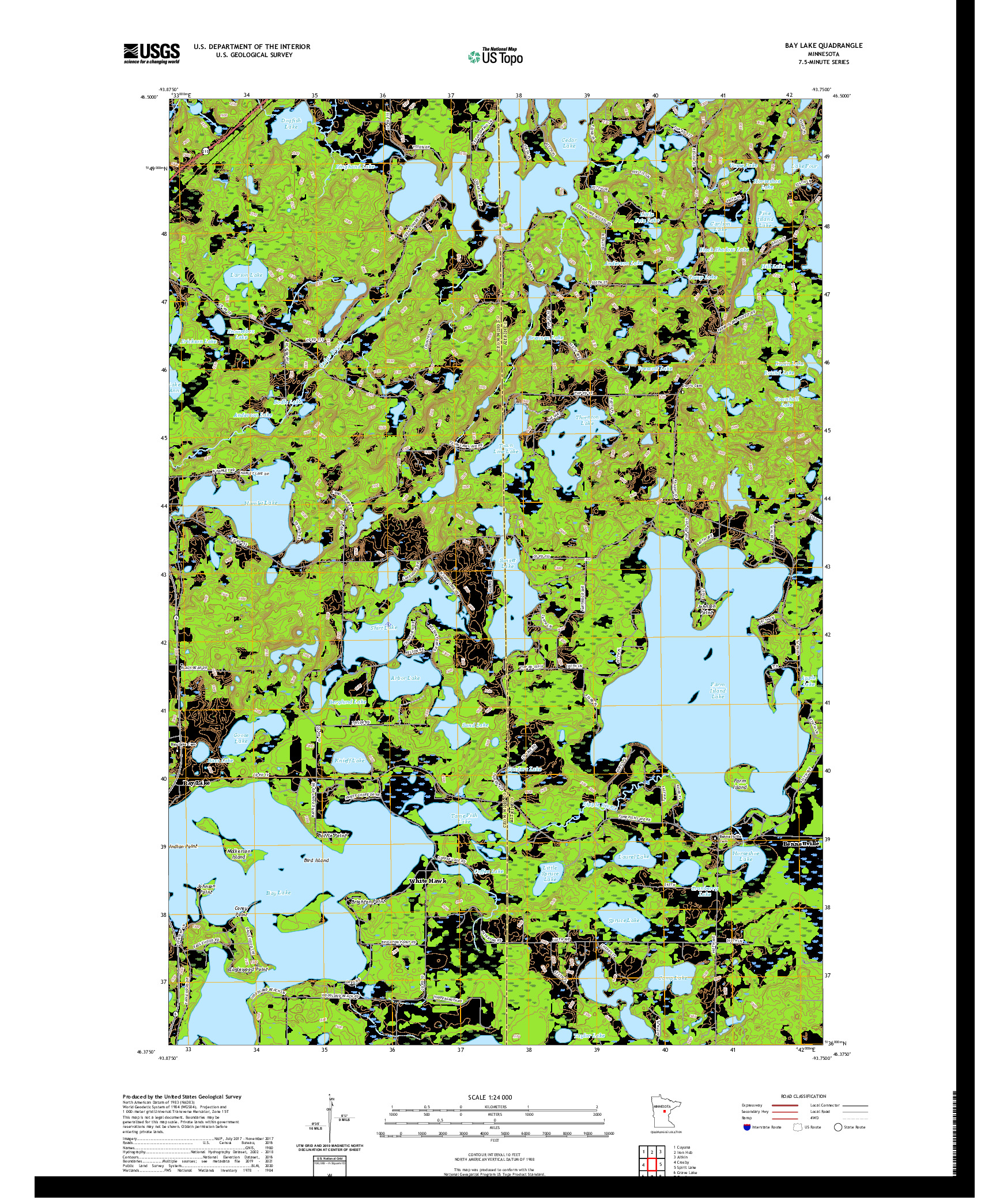 US TOPO 7.5-MINUTE MAP FOR BAY LAKE, MN