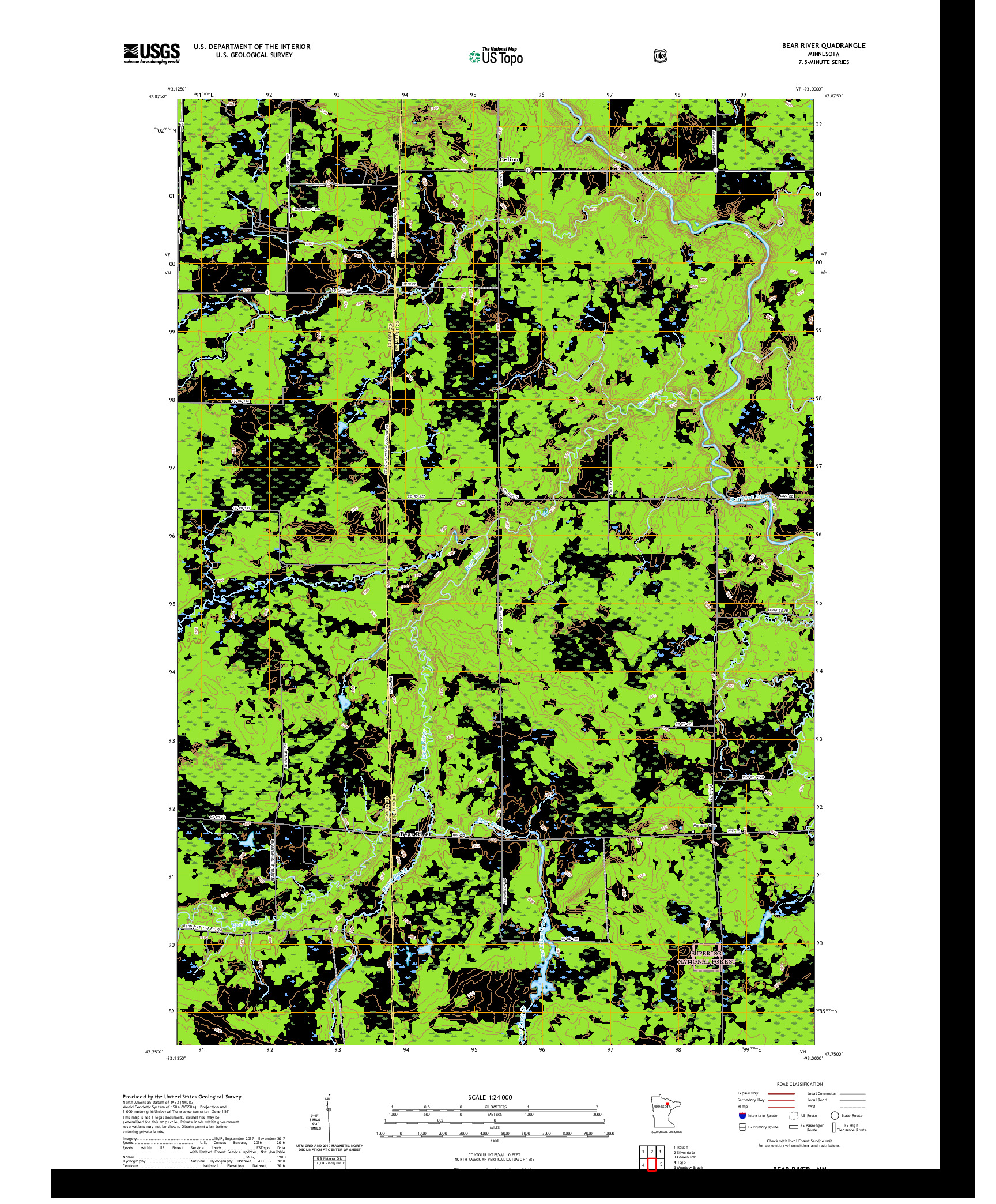 US TOPO 7.5-MINUTE MAP FOR BEAR RIVER, MN