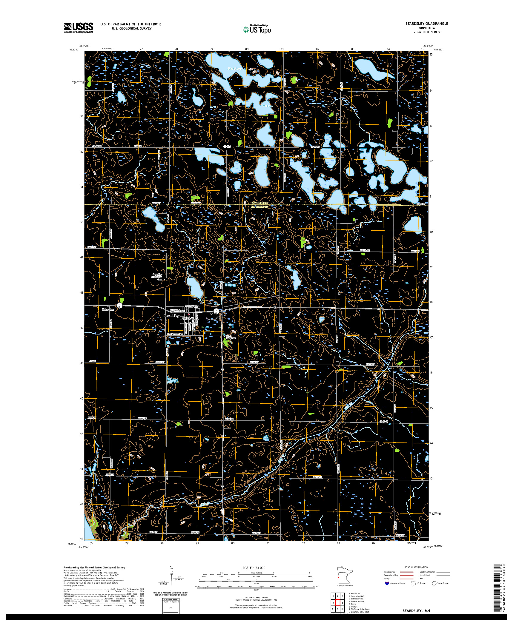 US TOPO 7.5-MINUTE MAP FOR BEARDSLEY, MN