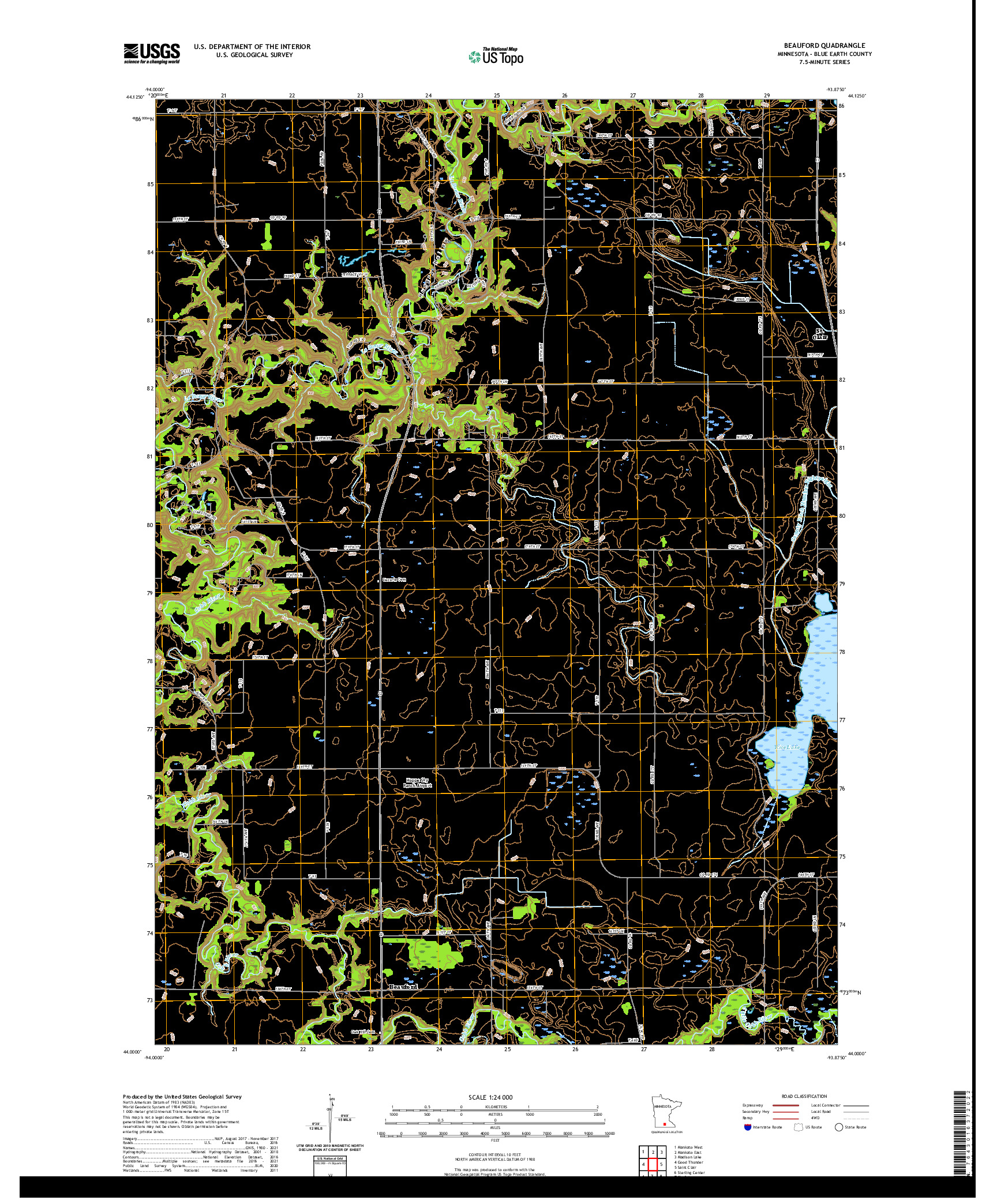 US TOPO 7.5-MINUTE MAP FOR BEAUFORD, MN