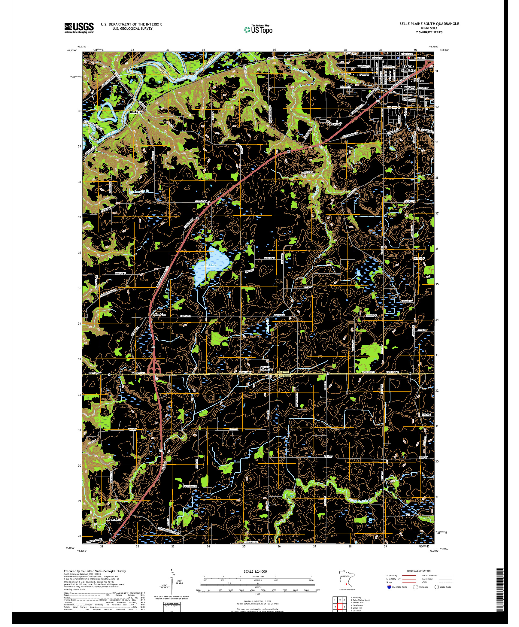 US TOPO 7.5-MINUTE MAP FOR BELLE PLAINE SOUTH, MN