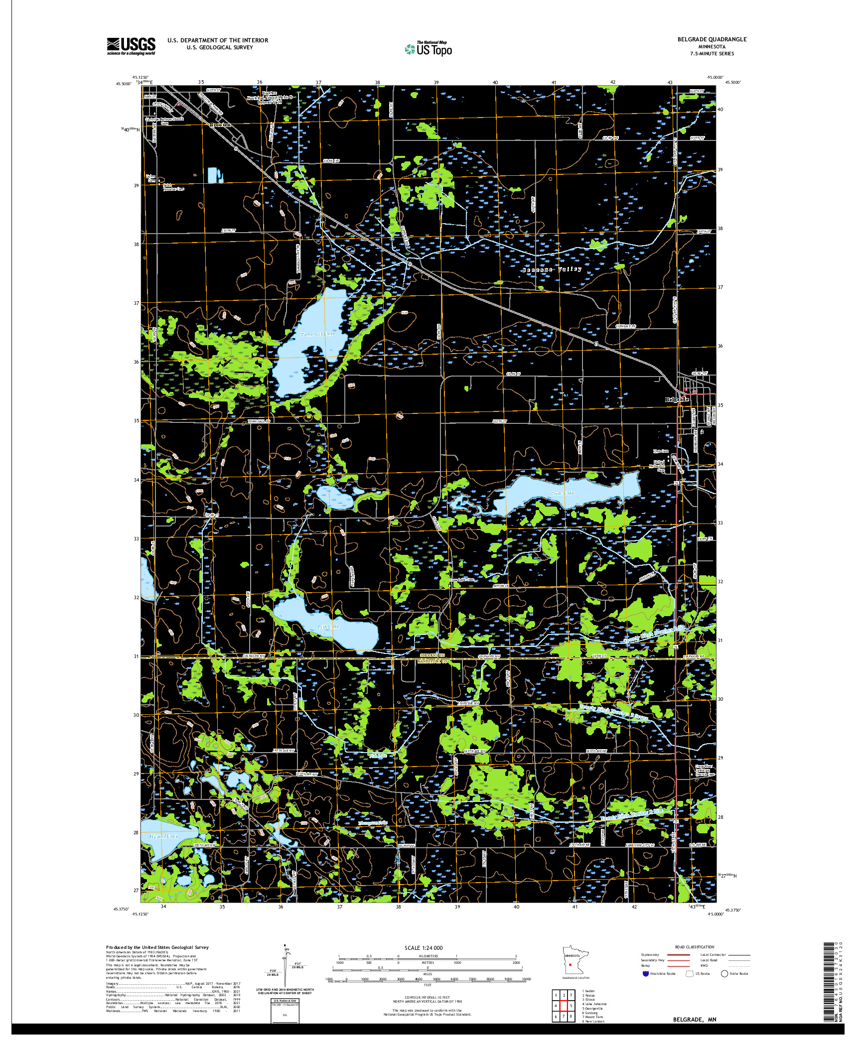 US TOPO 7.5-MINUTE MAP FOR BELGRADE, MN