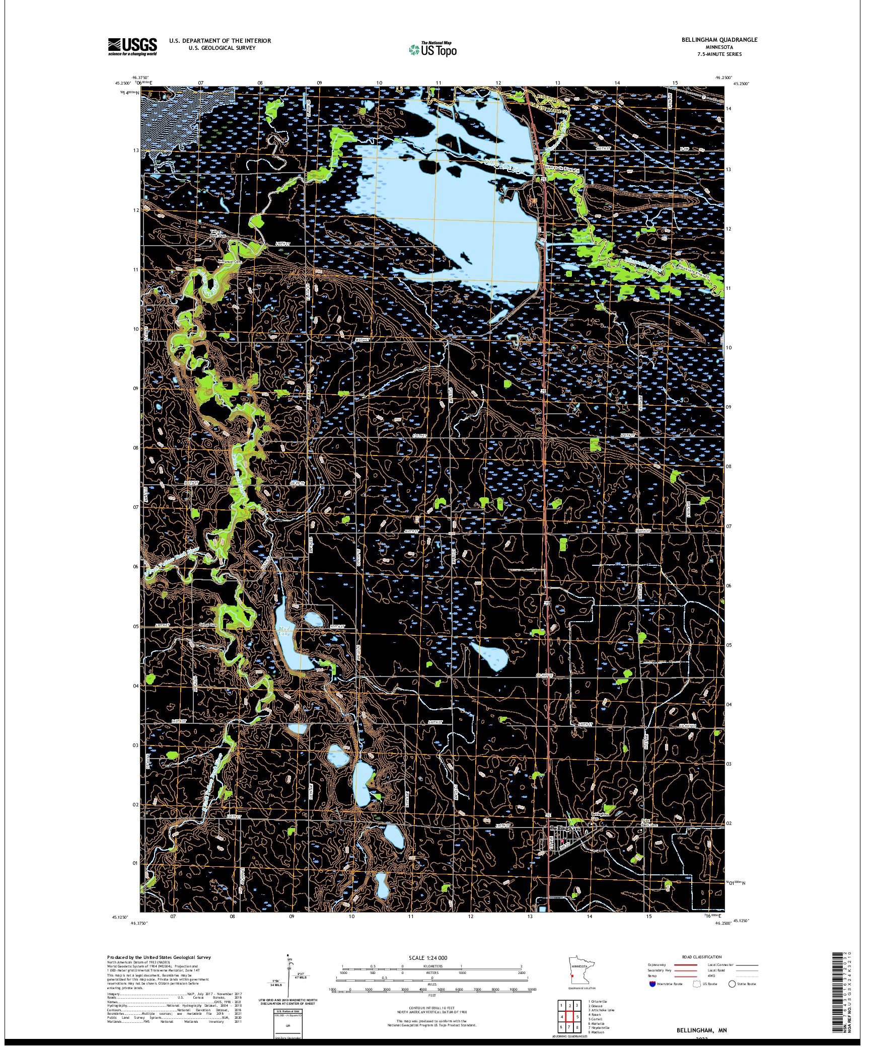 US TOPO 7.5-MINUTE MAP FOR BELLINGHAM, MN