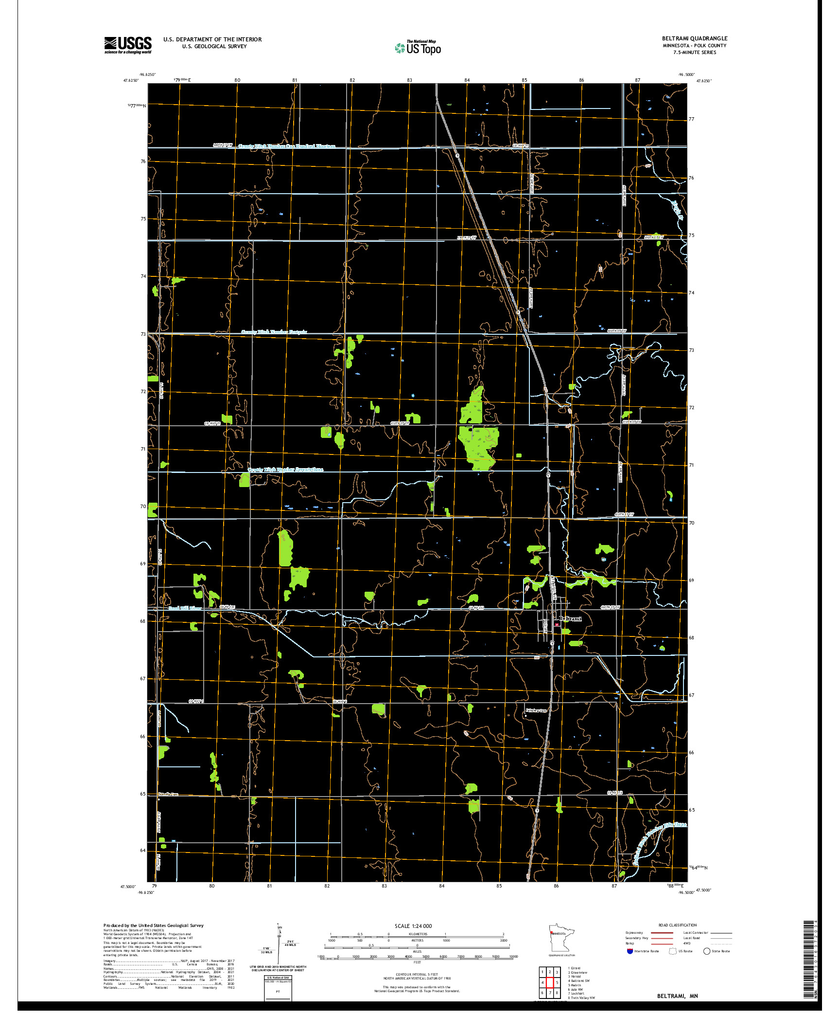 US TOPO 7.5-MINUTE MAP FOR BELTRAMI, MN