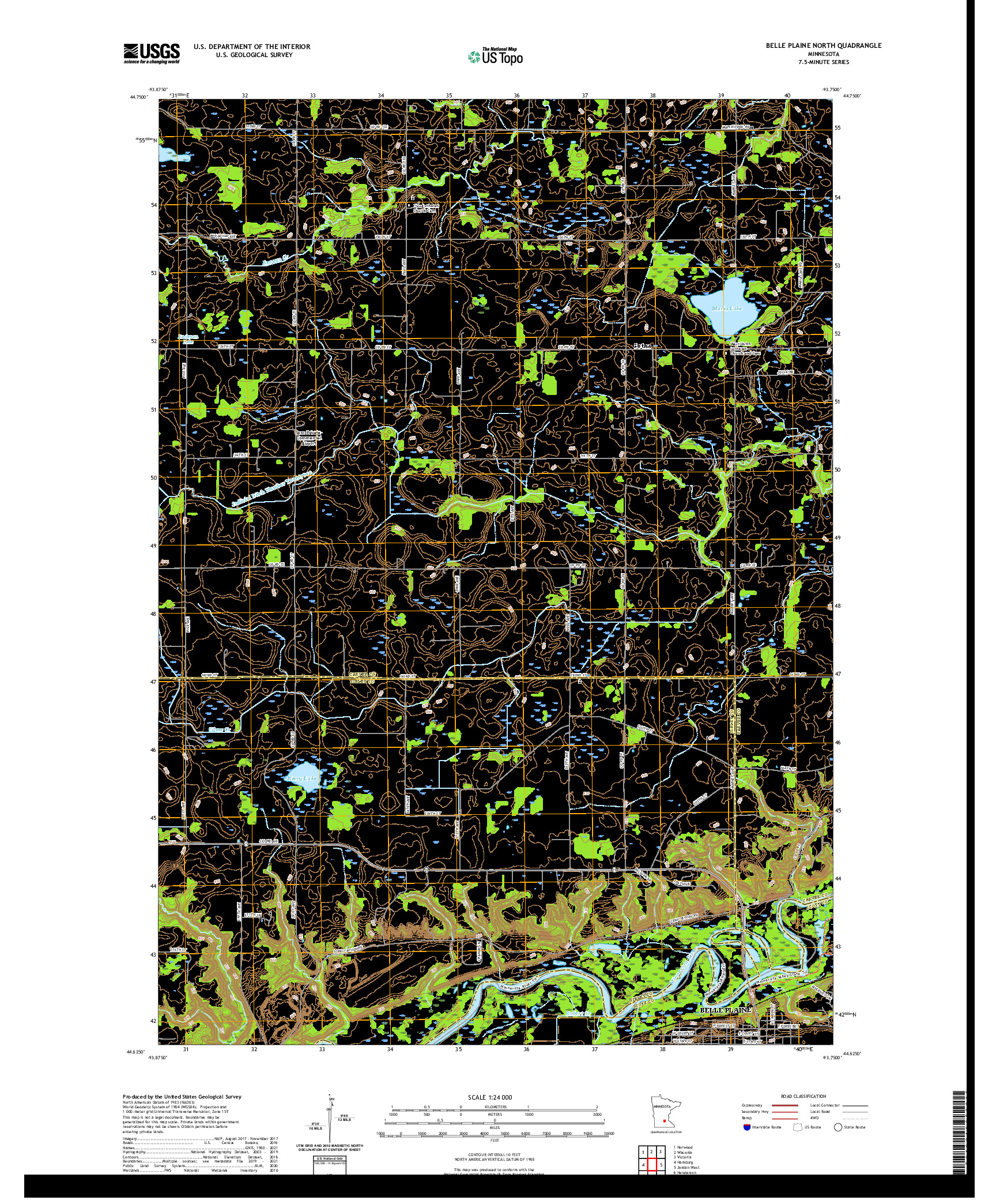 US TOPO 7.5-MINUTE MAP FOR BELLE PLAINE NORTH, MN