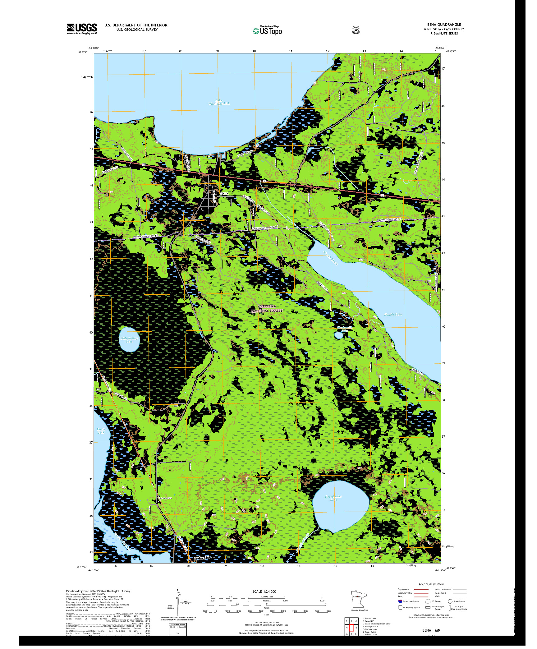 US TOPO 7.5-MINUTE MAP FOR BENA, MN