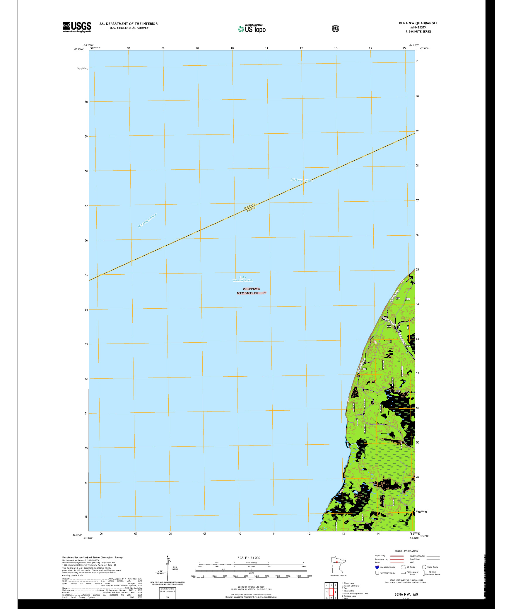 US TOPO 7.5-MINUTE MAP FOR BENA NW, MN