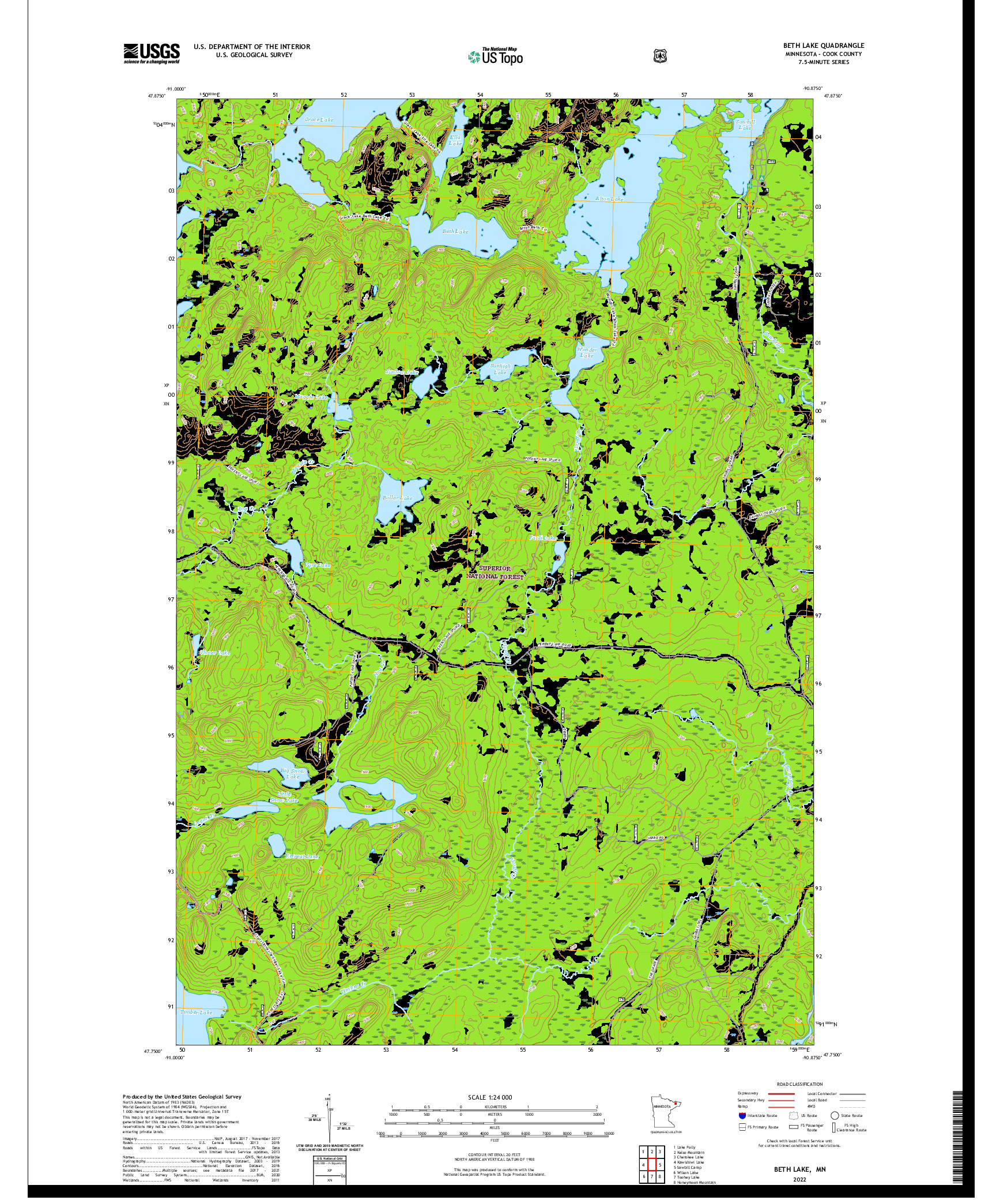 US TOPO 7.5-MINUTE MAP FOR BETH LAKE, MN