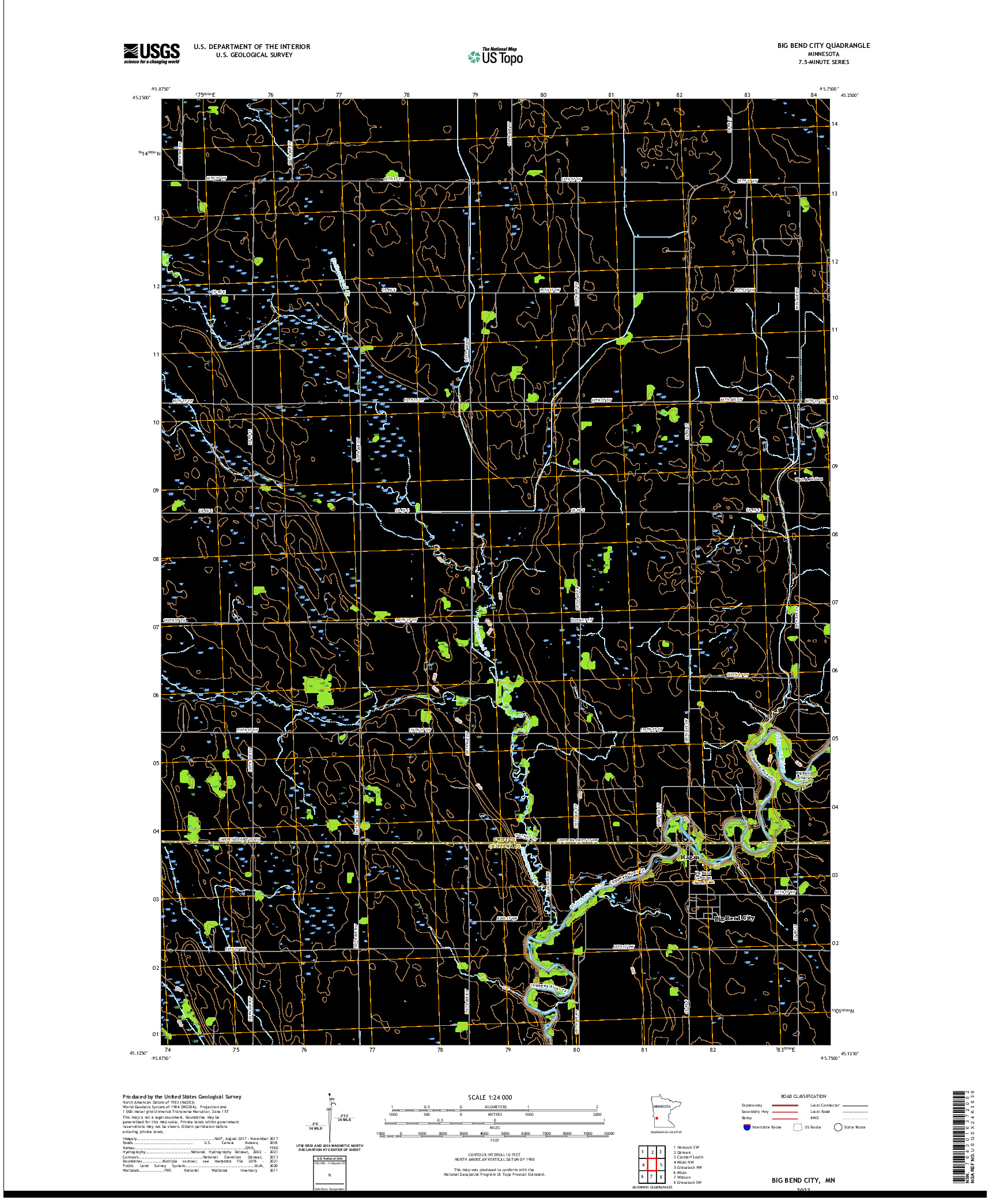 US TOPO 7.5-MINUTE MAP FOR BIG BEND CITY, MN