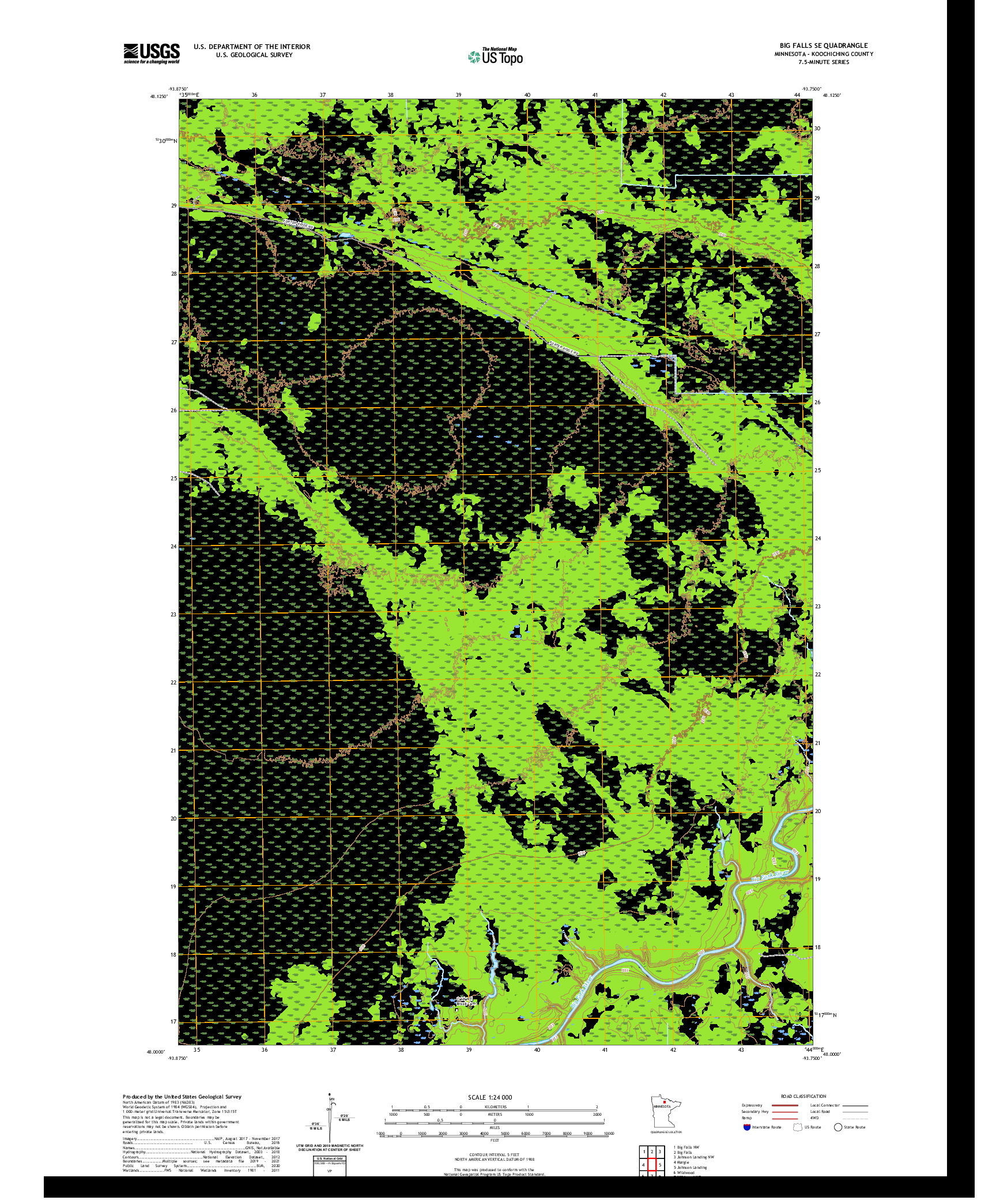 US TOPO 7.5-MINUTE MAP FOR BIG FALLS SE, MN