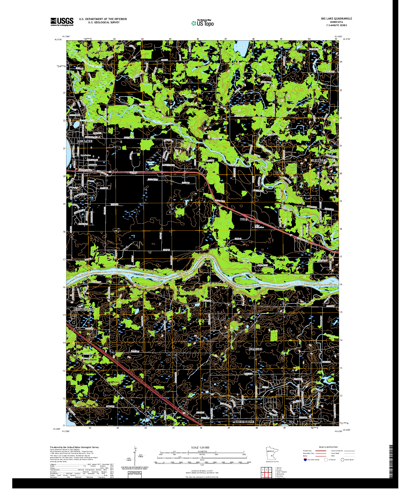 US TOPO 7.5-MINUTE MAP FOR BIG LAKE, MN