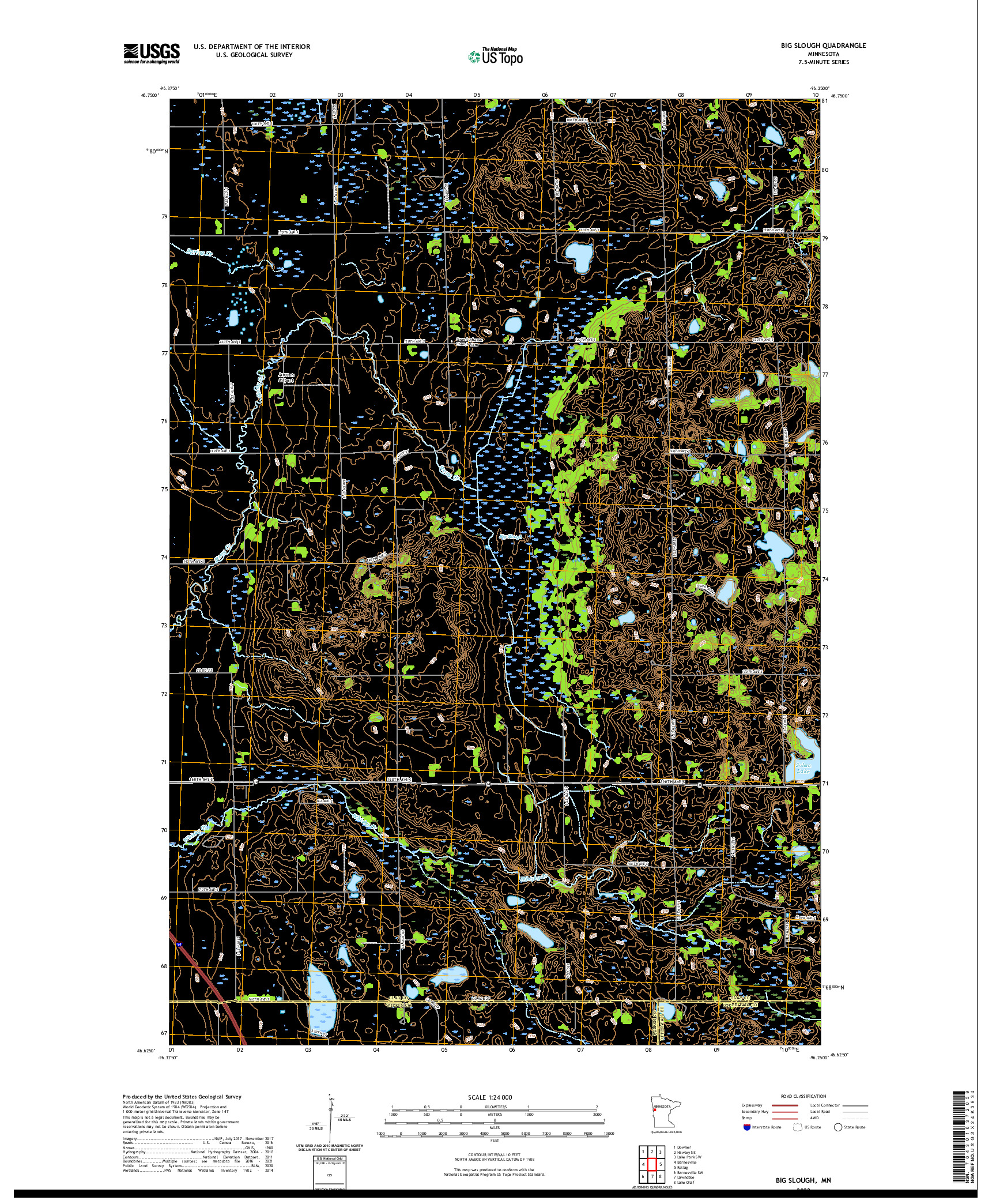 US TOPO 7.5-MINUTE MAP FOR BIG SLOUGH, MN