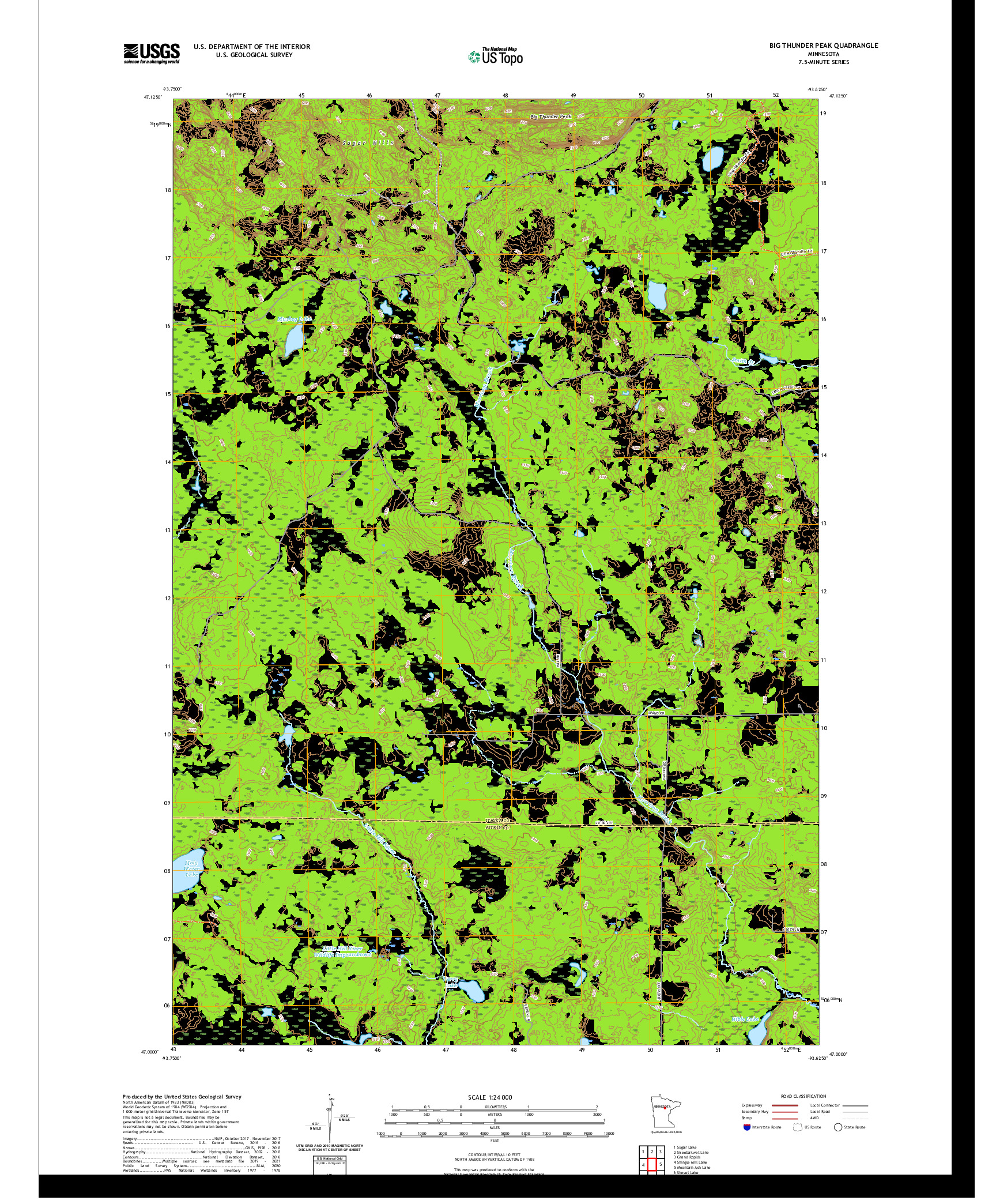 US TOPO 7.5-MINUTE MAP FOR BIG THUNDER PEAK, MN