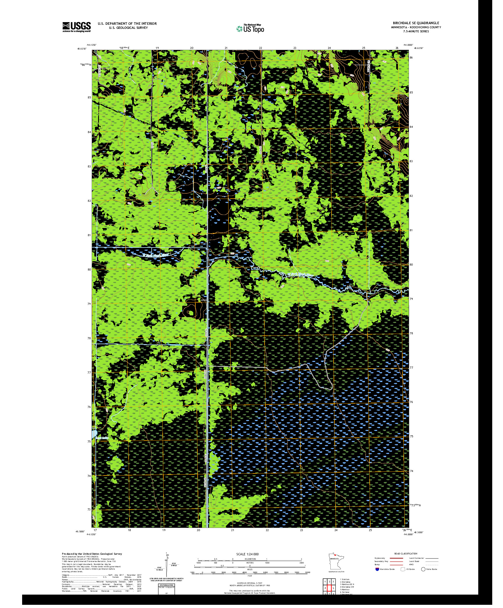 US TOPO 7.5-MINUTE MAP FOR BIRCHDALE SE, MN