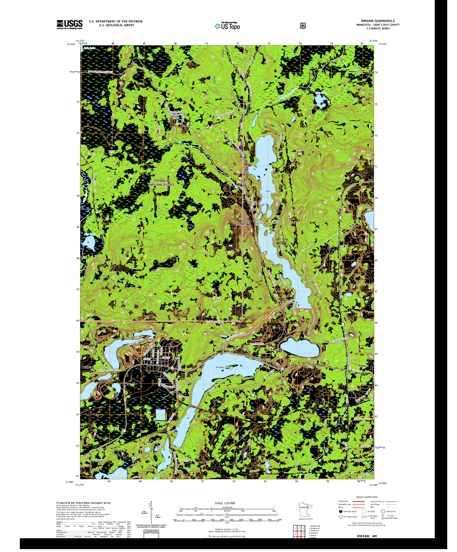 US TOPO 7.5-MINUTE MAP FOR BIWABIK, MN