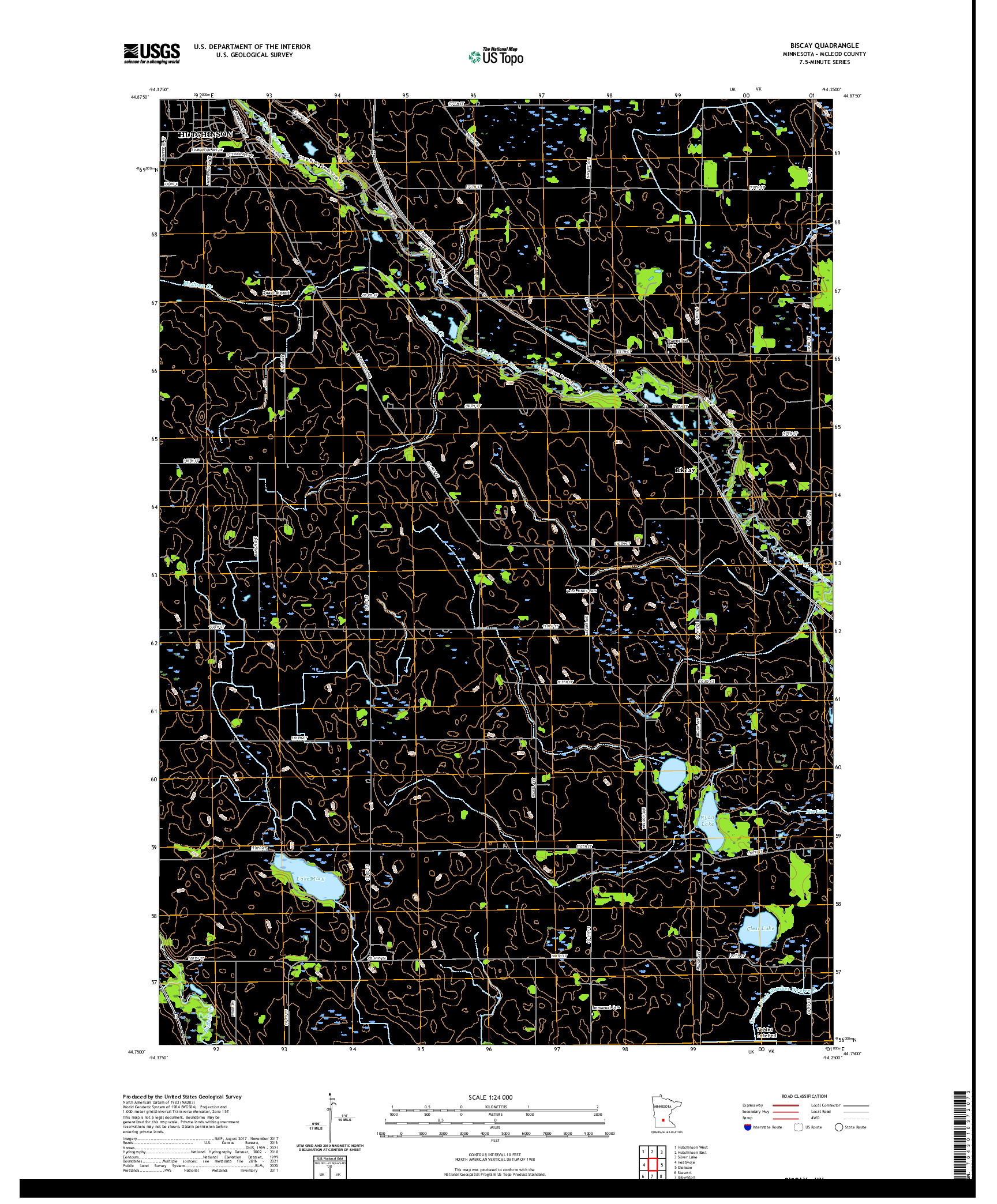 US TOPO 7.5-MINUTE MAP FOR BISCAY, MN