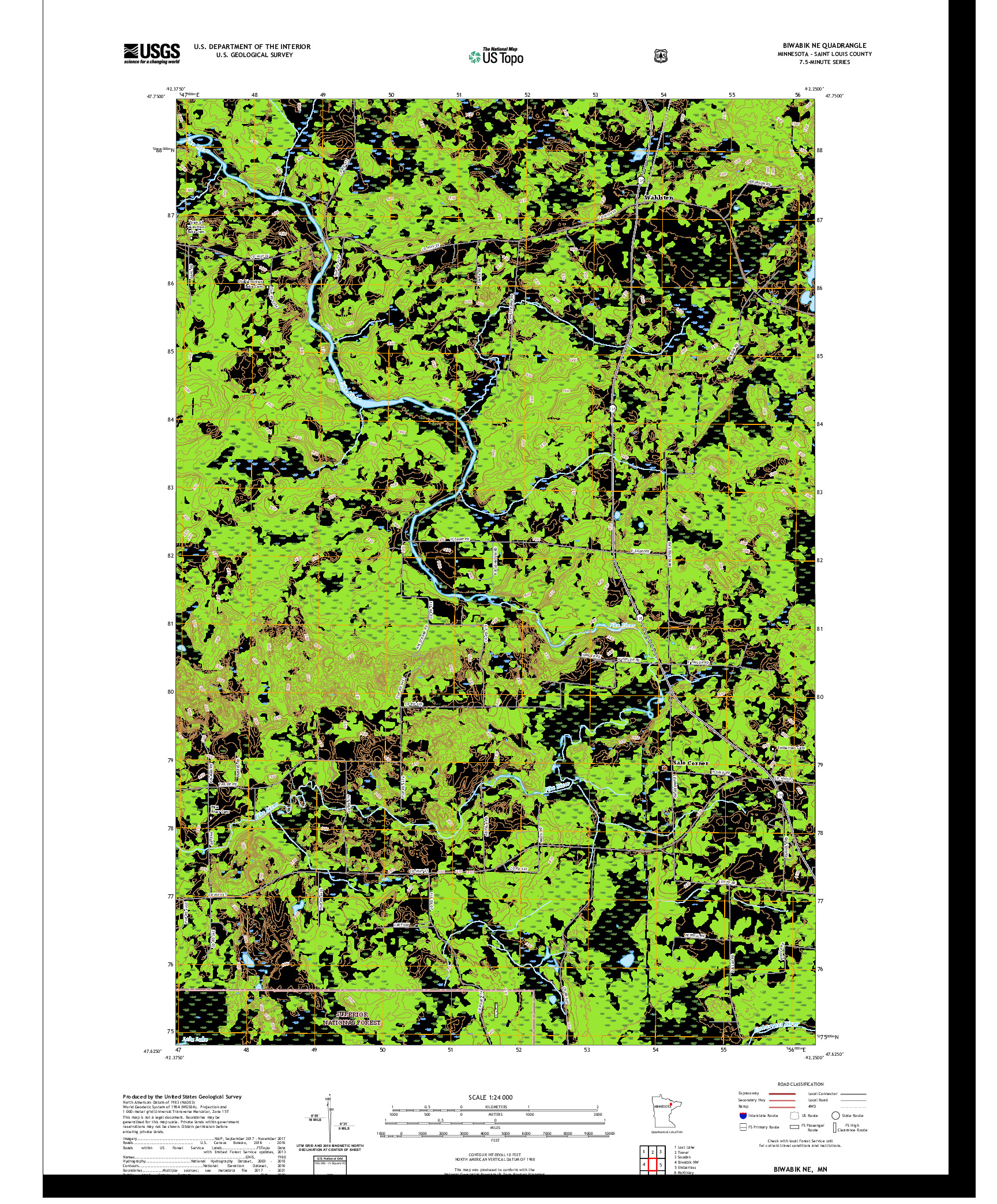 US TOPO 7.5-MINUTE MAP FOR BIWABIK NE, MN