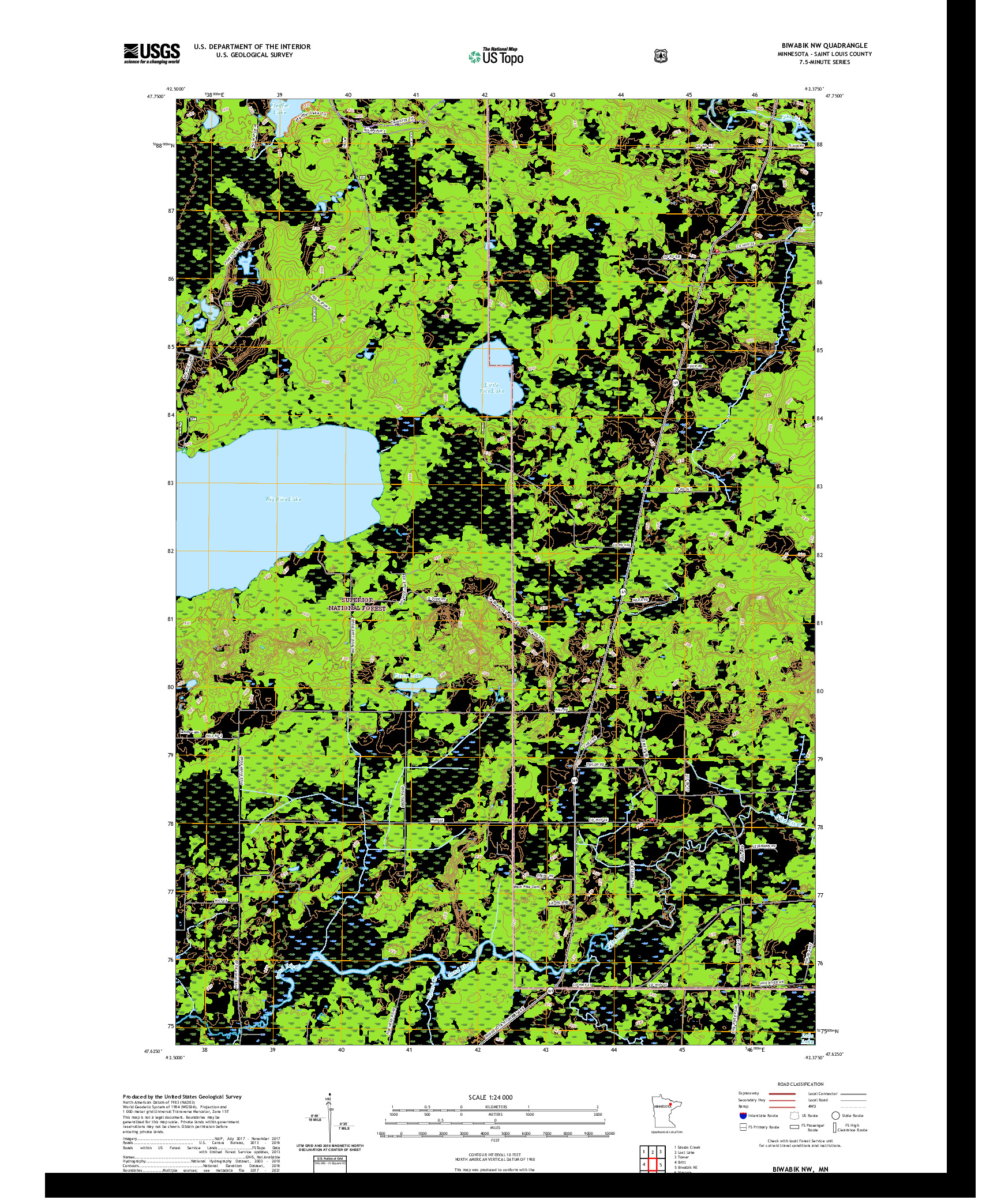 US TOPO 7.5-MINUTE MAP FOR BIWABIK NW, MN