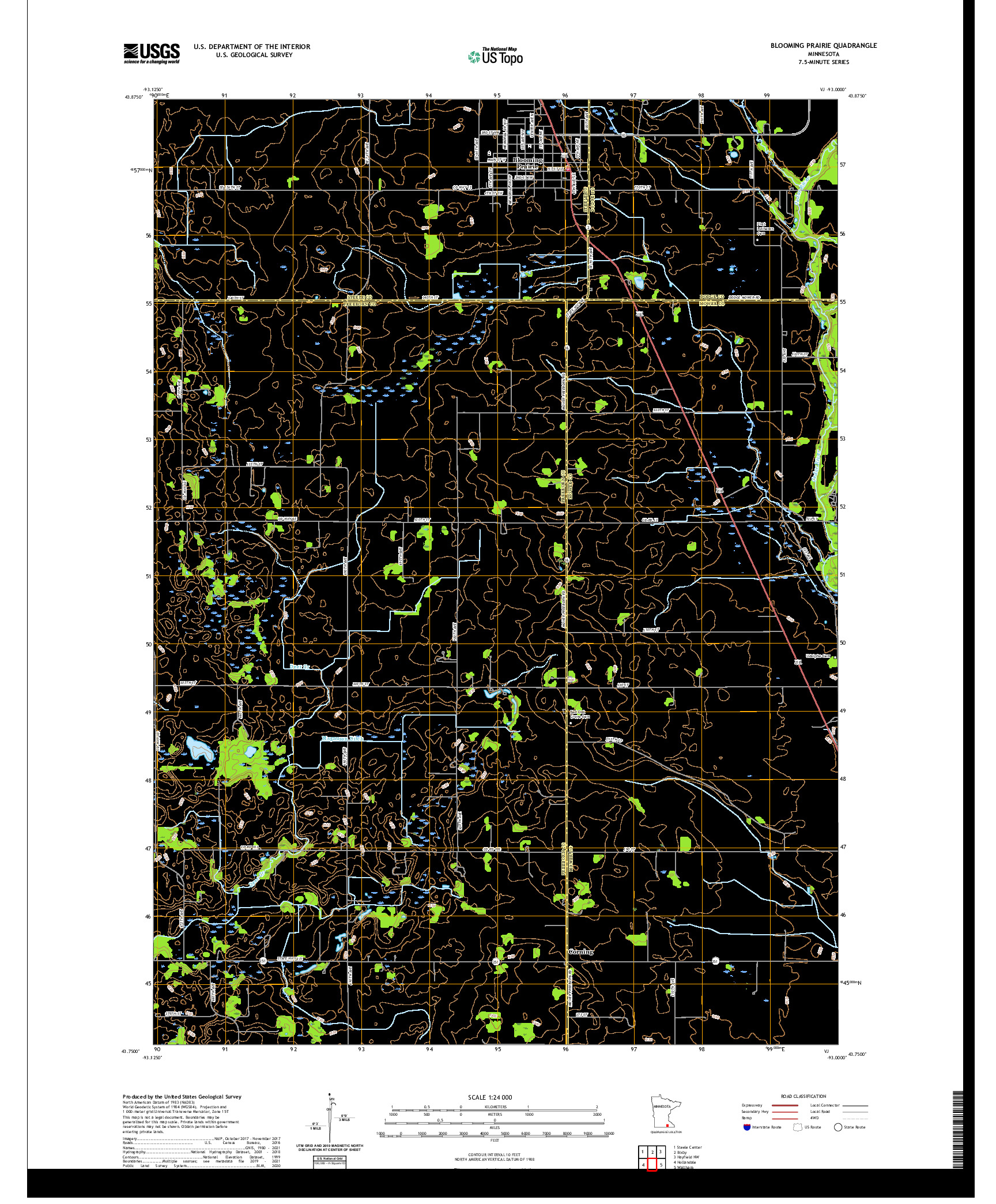 US TOPO 7.5-MINUTE MAP FOR BLOOMING PRAIRIE, MN