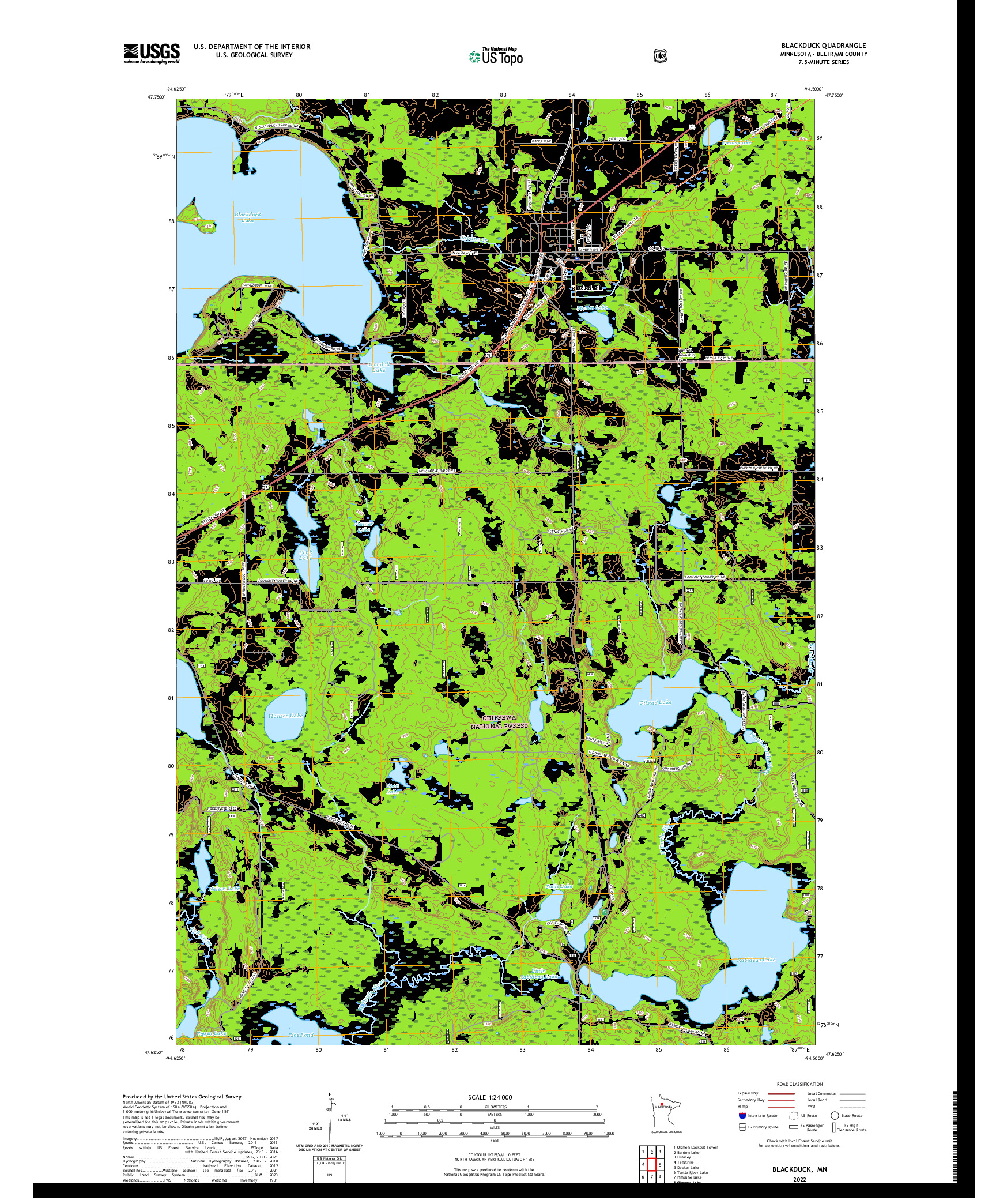 US TOPO 7.5-MINUTE MAP FOR BLACKDUCK, MN