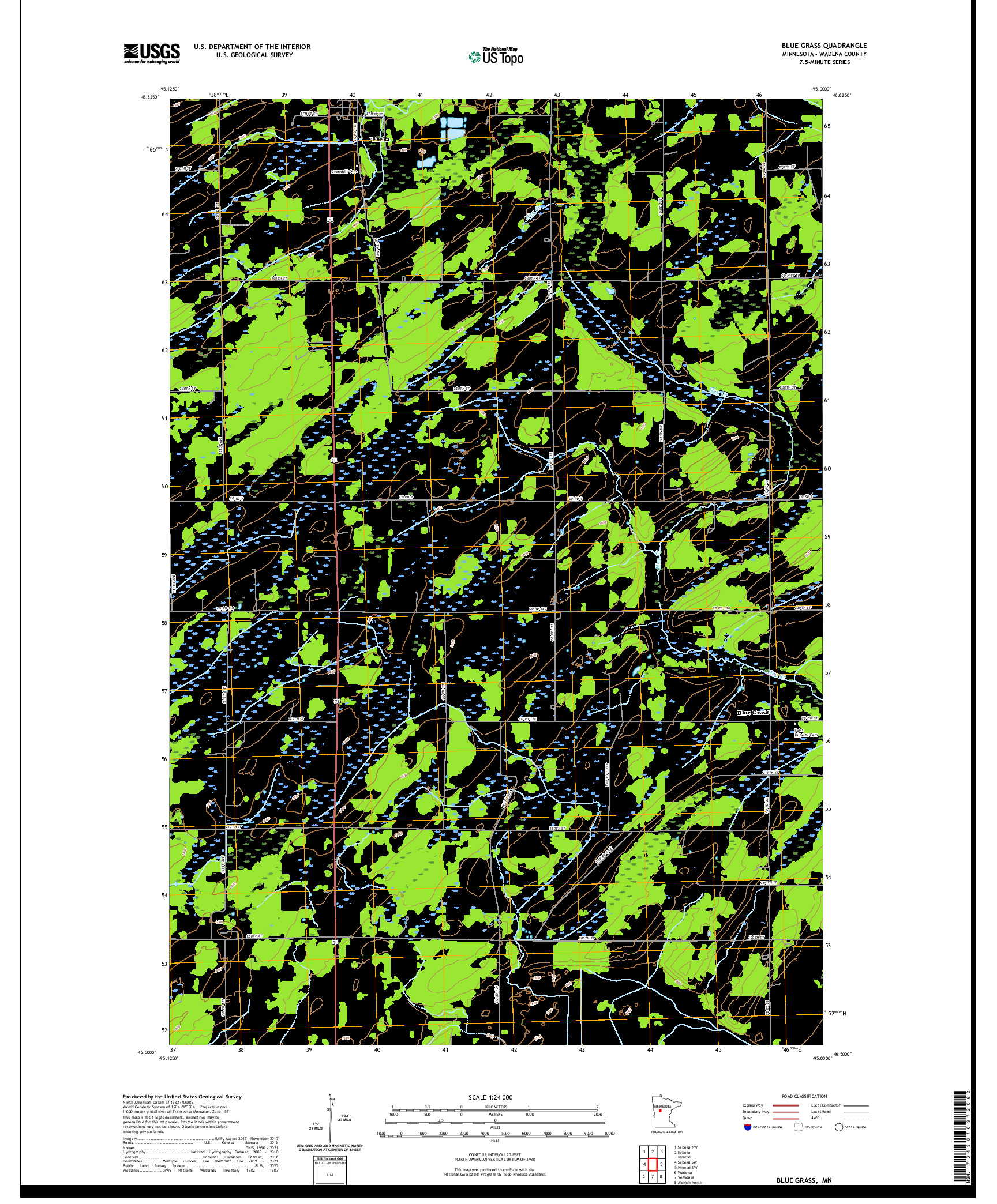 US TOPO 7.5-MINUTE MAP FOR BLUE GRASS, MN